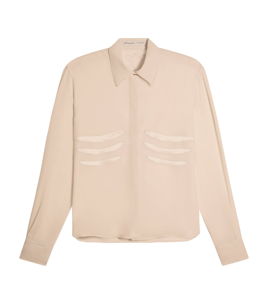 Schiaparelli Womens Silk Trompe-l'Oeil Skeleton Shirt Ecru Image 1