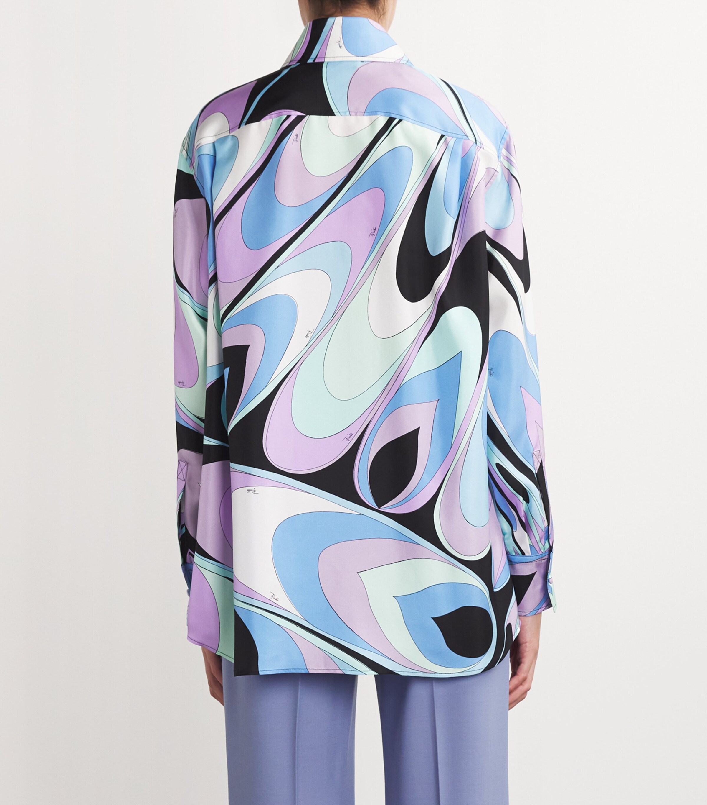 PUCCI Womens Silk Printed Shirt Celeste Image 4