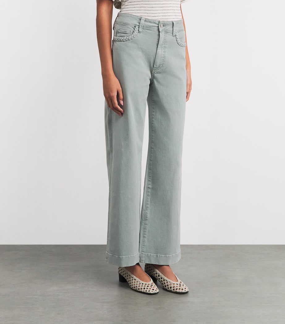 PAIGE Womens Anessa Wide-Leg Jeans Vintage Seaglass Image 4