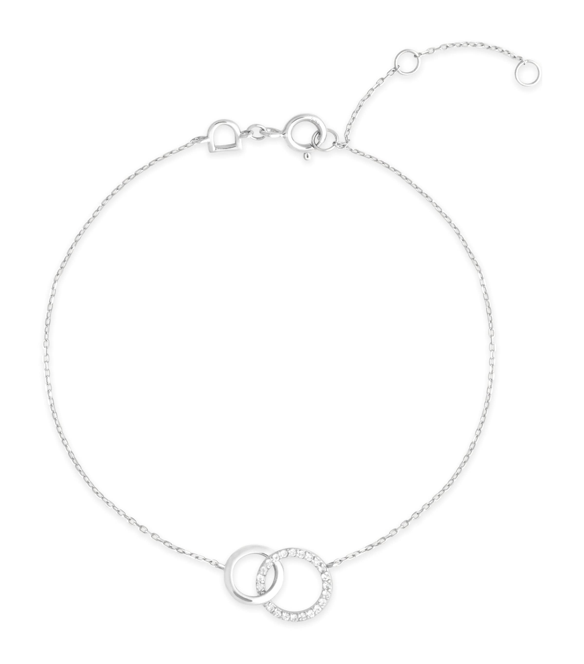 Astrid & Miyu White Gold And Topaz Orbit Bracelet In Silver