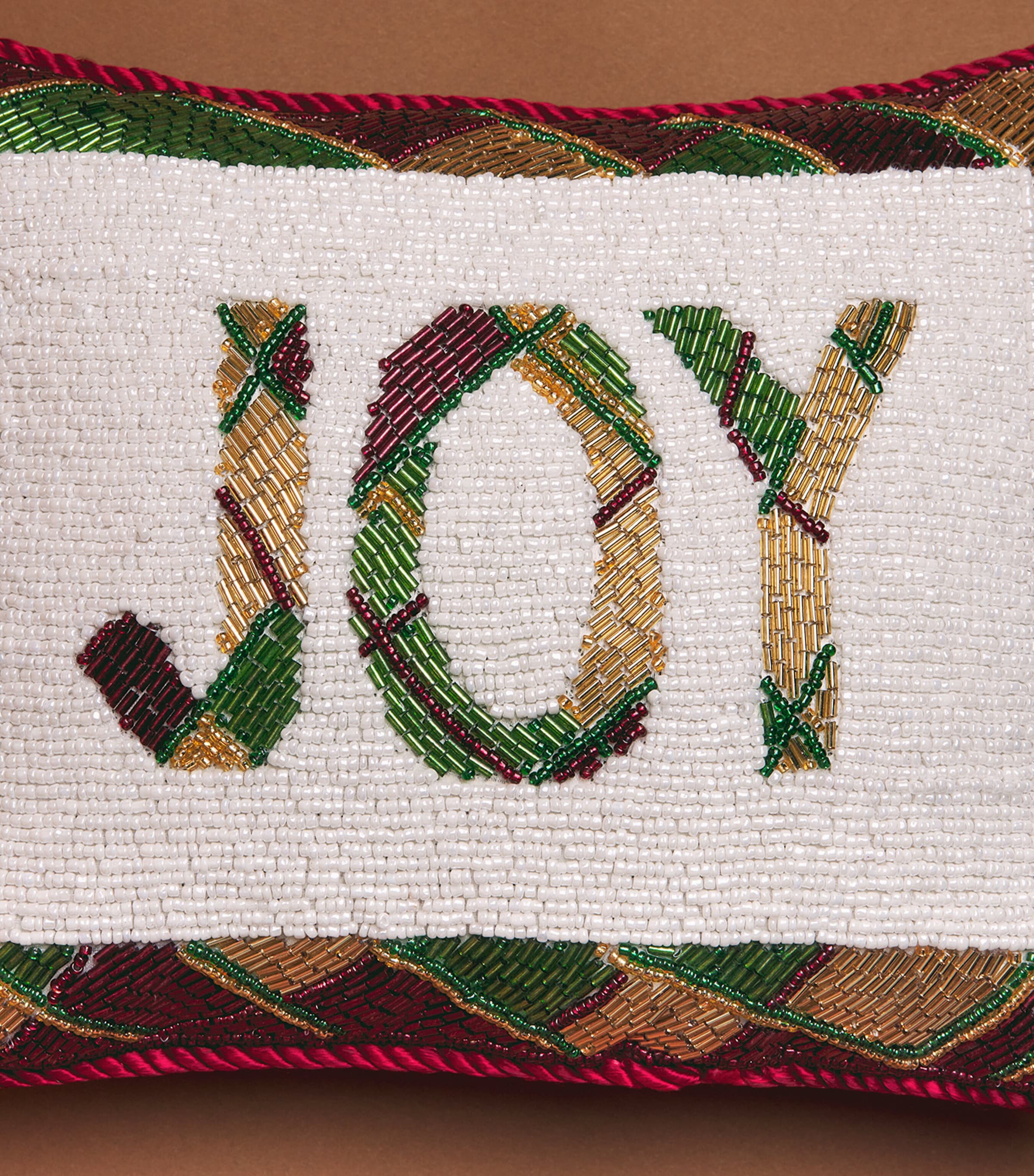 Harrods Plaid Embroidered Joy Pillow Image 2