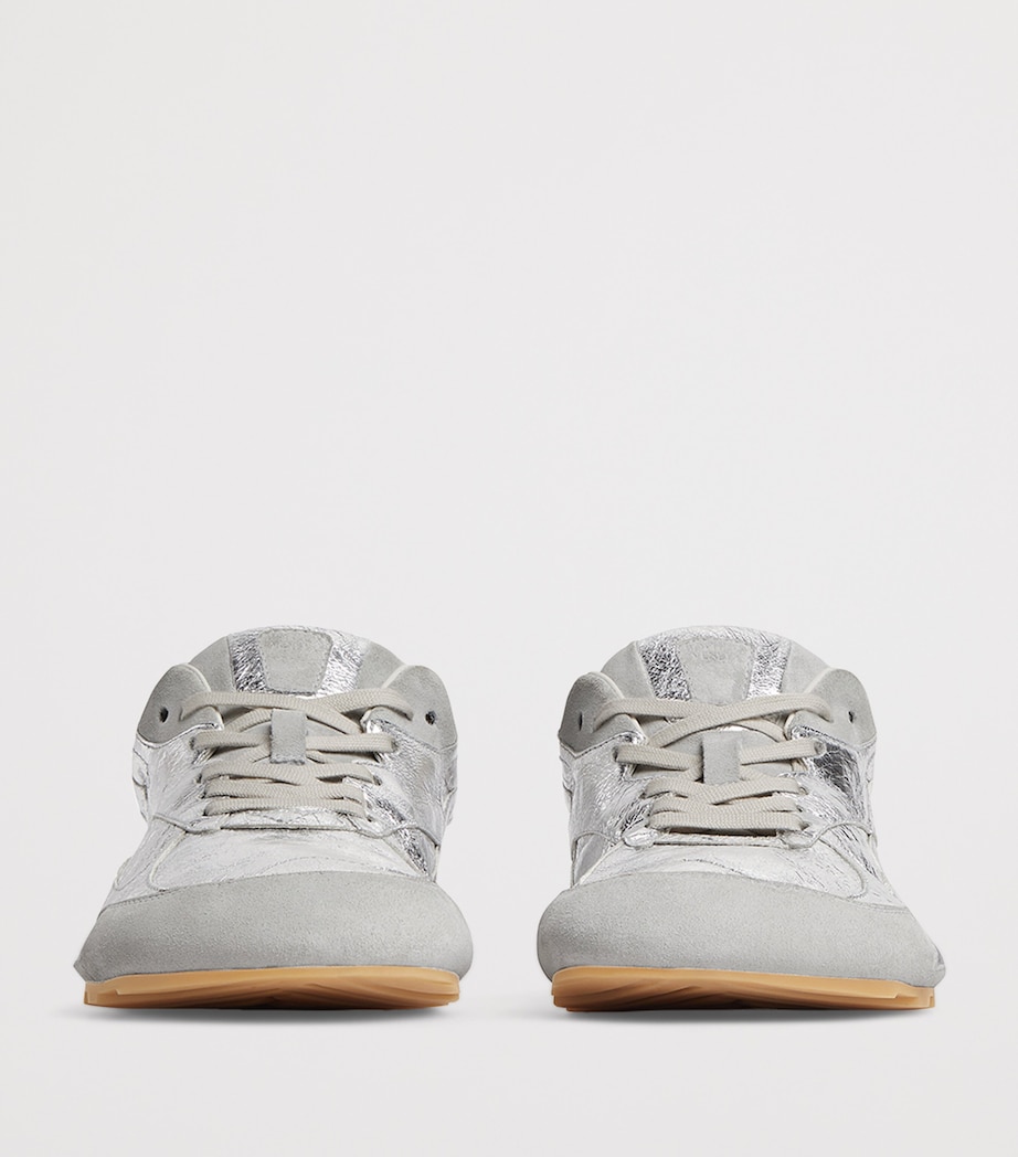 Bottega Veneta Metallic Leather Orbit Flash Sneakers Image 3