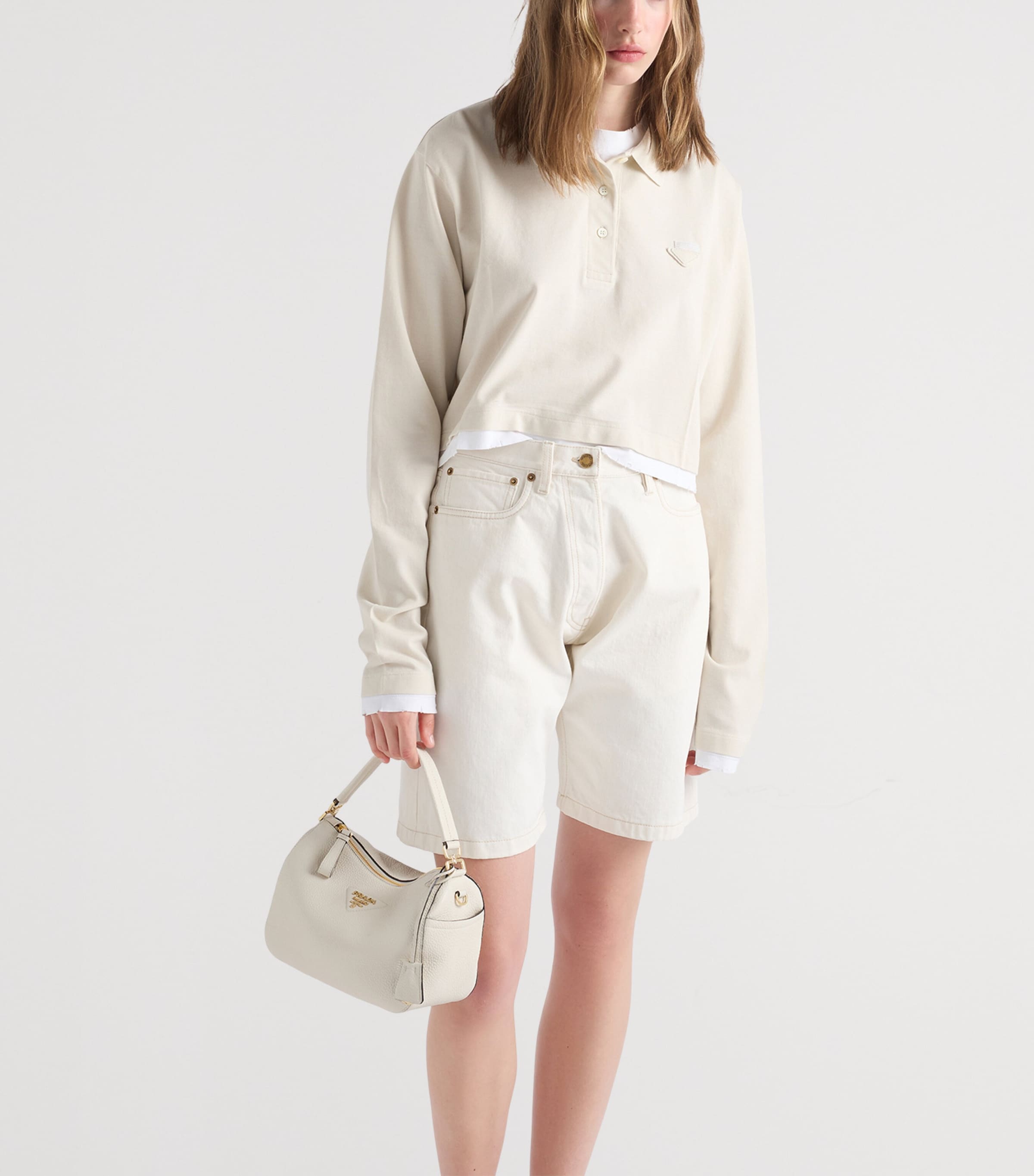 Prada Womens Old Denim Shorts White Image 4