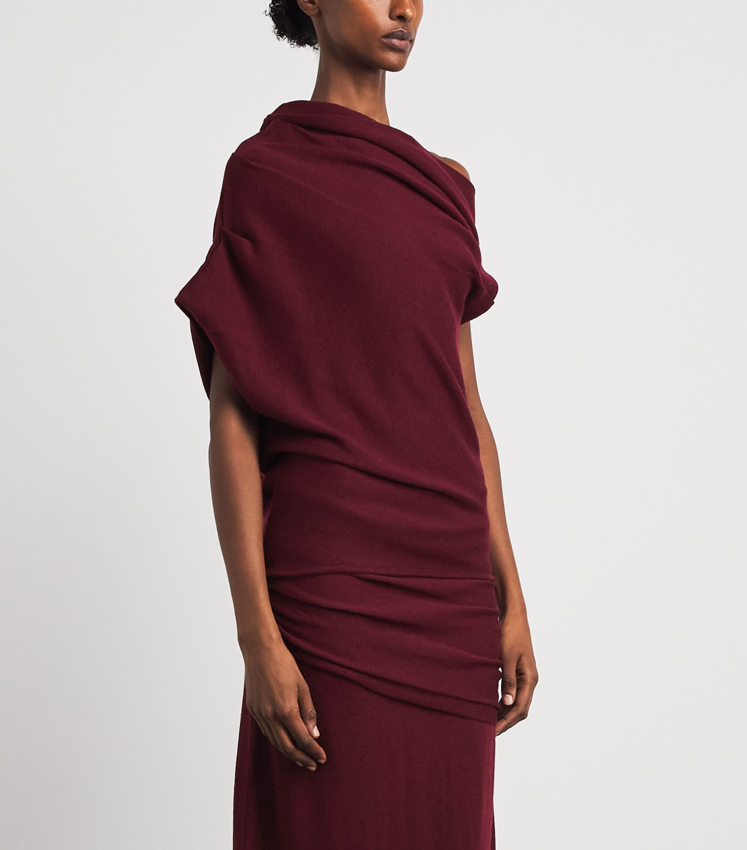 STAUD Womens Merino Asymmetric Mabel Sweater Pnt Pinot Image 4