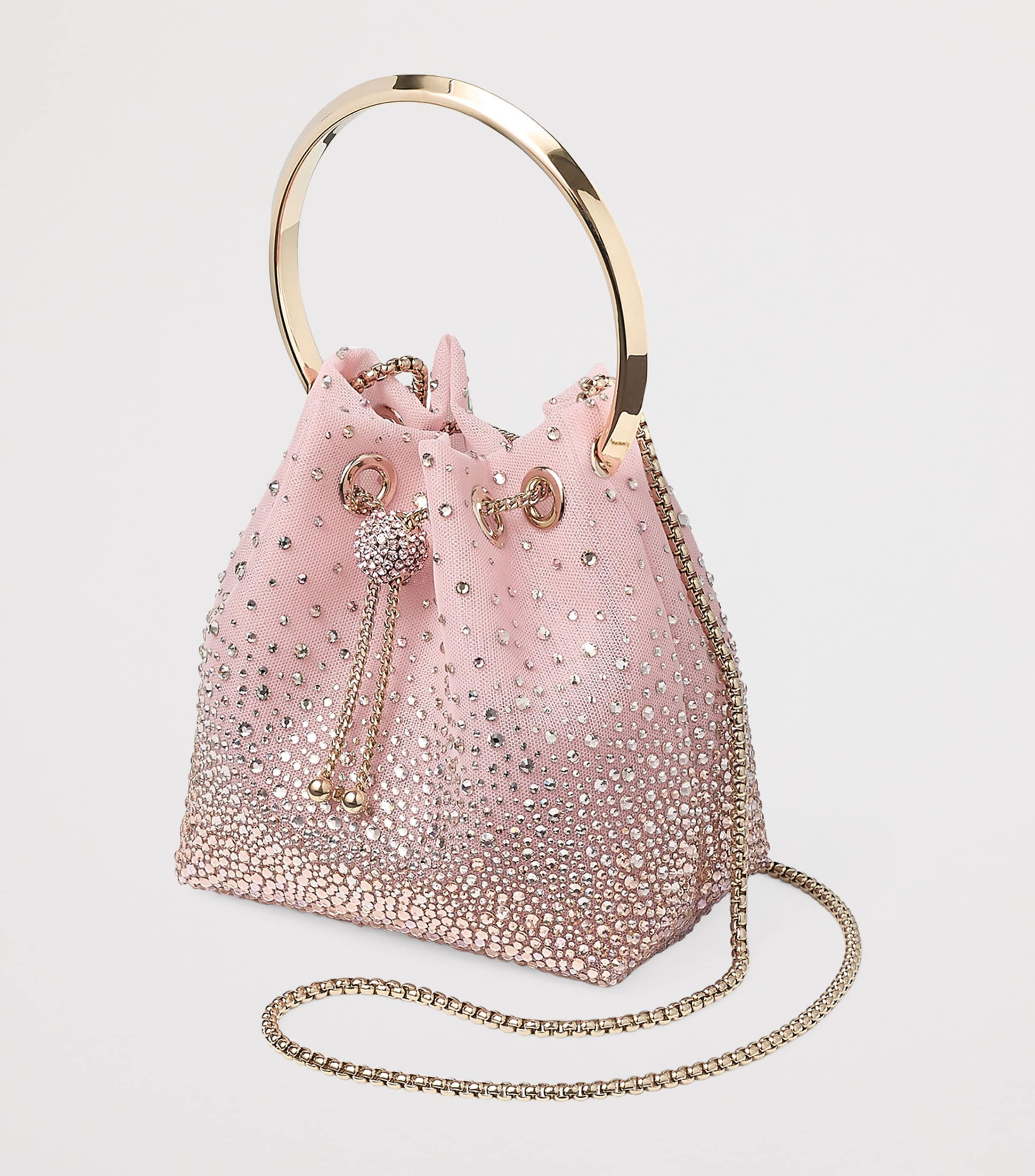 Jimmy Choo Rose Gold Embellished Bon Bon Top-Handle Bag | Harrods US