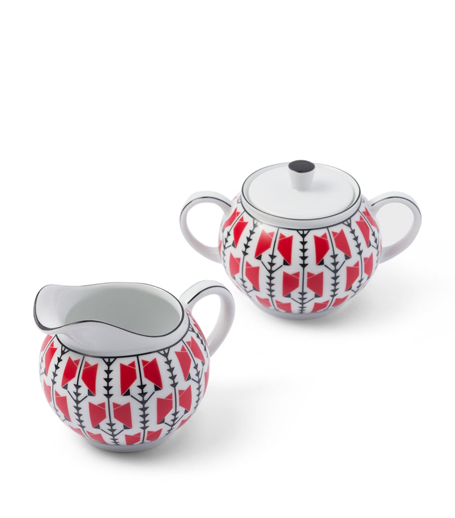 Porcelain Vienna Arrows Creamer Jug and Sugar Pot Set F0DW8 Image 3