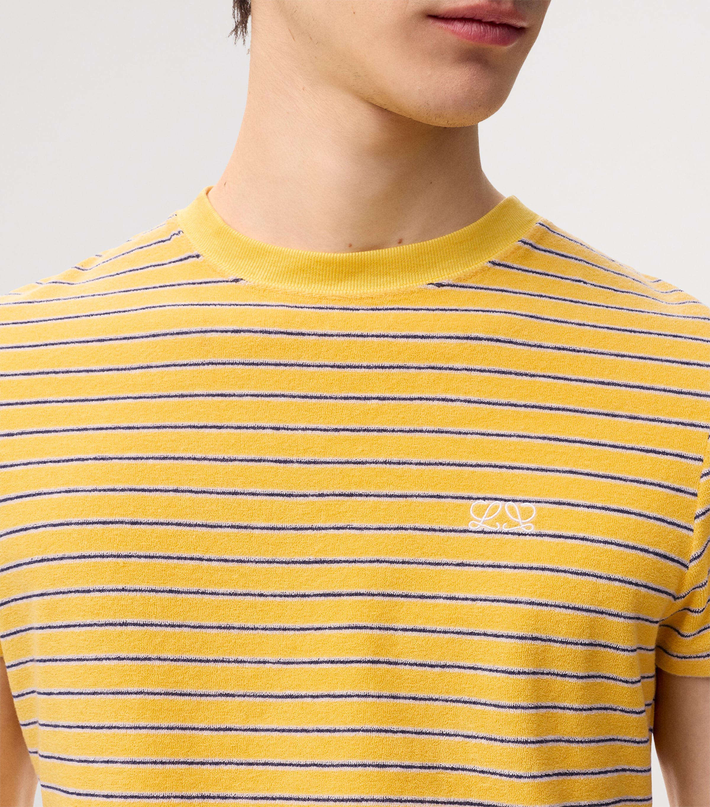 LOEWE Mens Cotton-Blend Stripe T-Shirt Yellow/navy Image 5