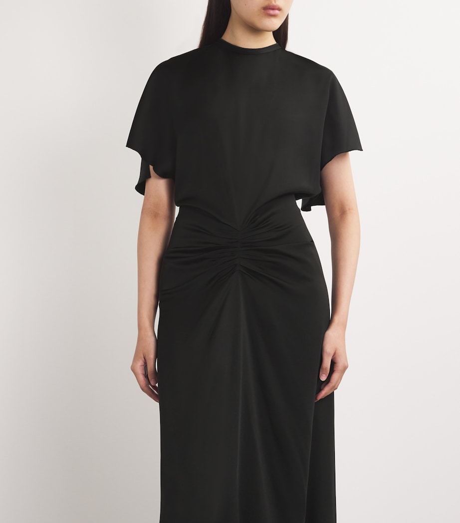 Gathered-Waist Maxi Dress BLACK Image 4