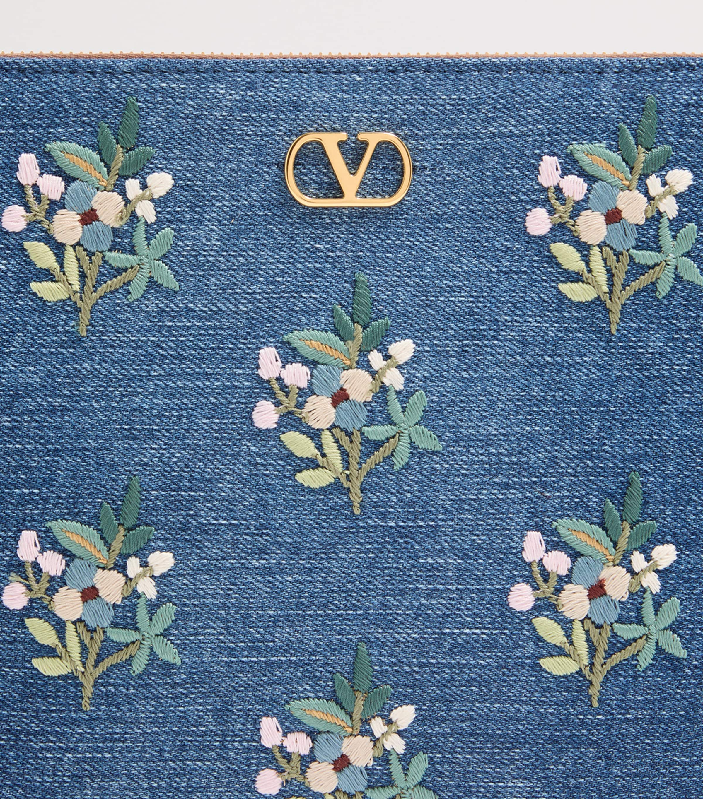Valentino Garavani Denim Embroidered VLogo Signature Pouch Axm Image 6