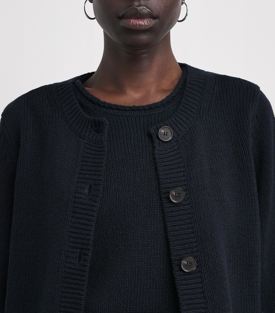 ME+EM Womens Cotton-Linen Boxy Cardigan Navy Image 3