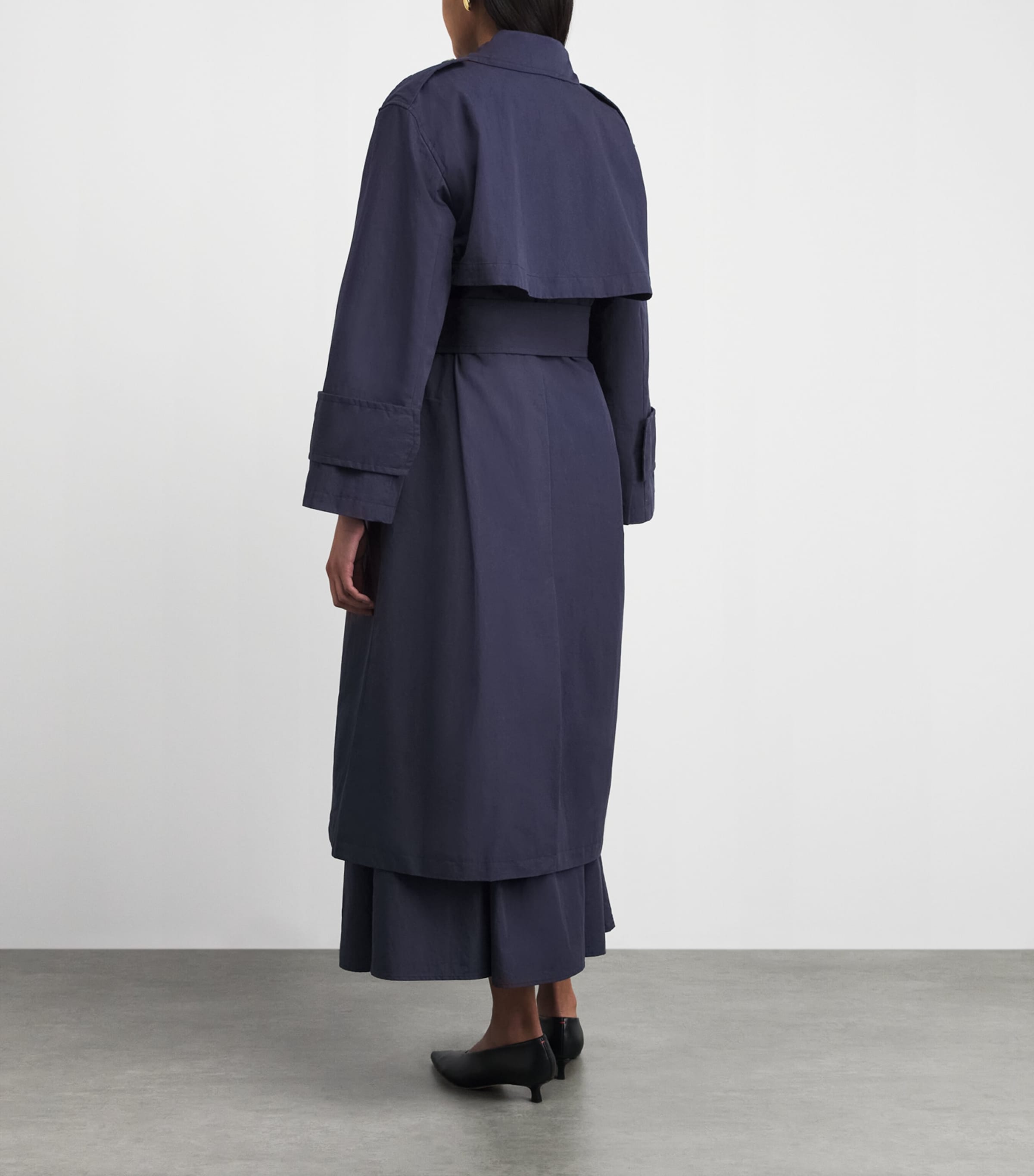 Stylein Womens Cotton-Blend Siena Trench Coat Midnight Image 5