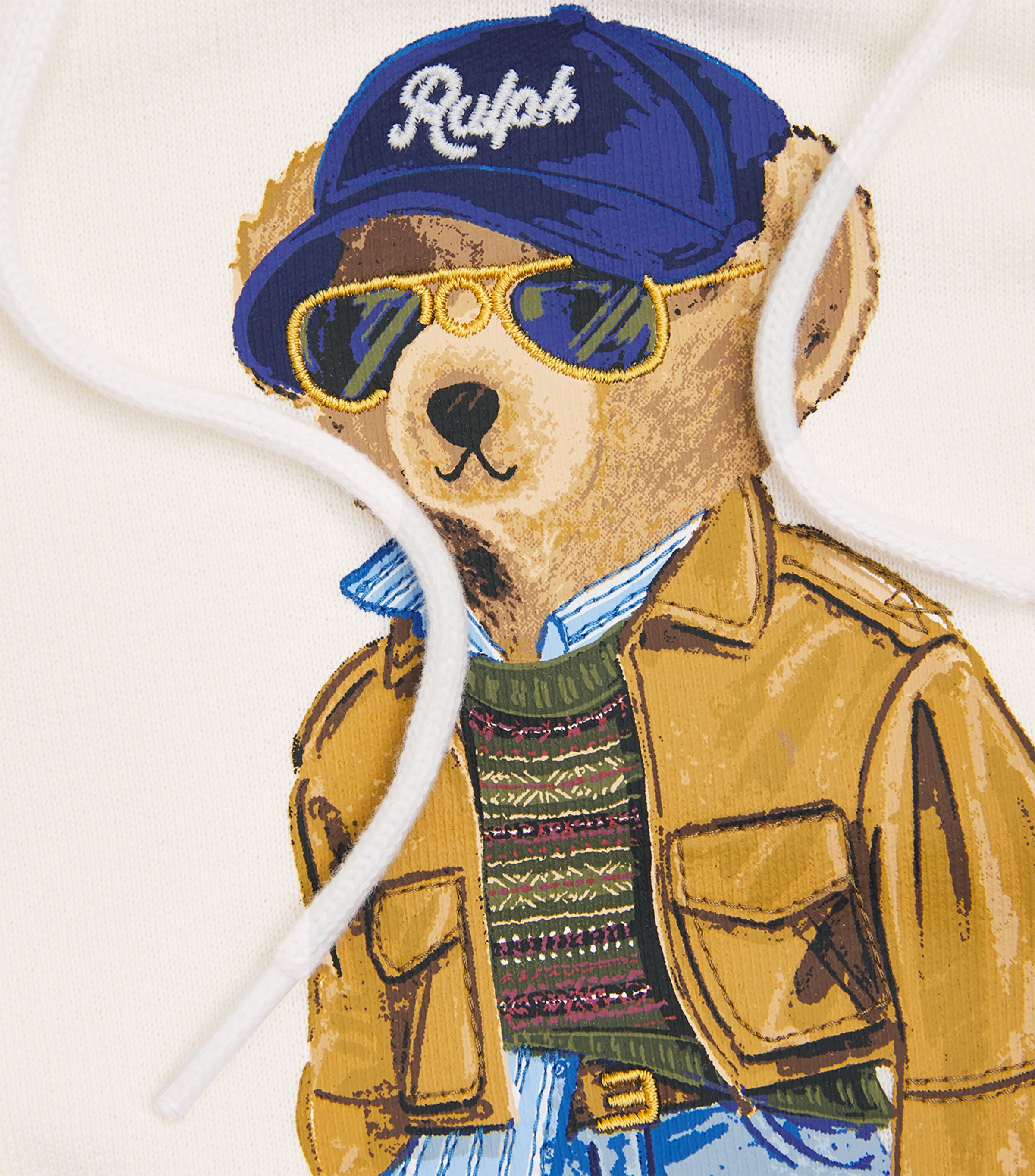 Polo Ralph Lauren Womens Cotton-Blend Polo Bear Hoodie Warm White Image 6