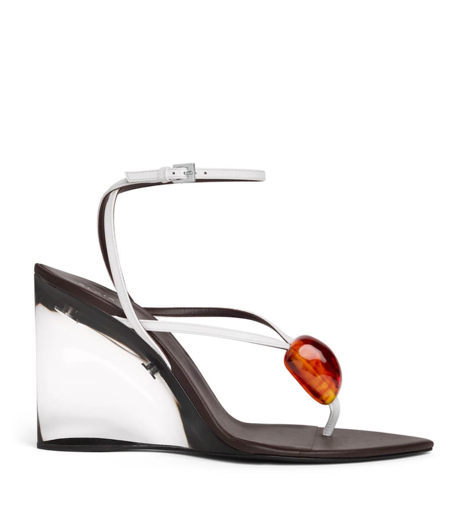 Alaïa Leather Invisible Jewel Wedge Sandals 90 Optical White Image 1