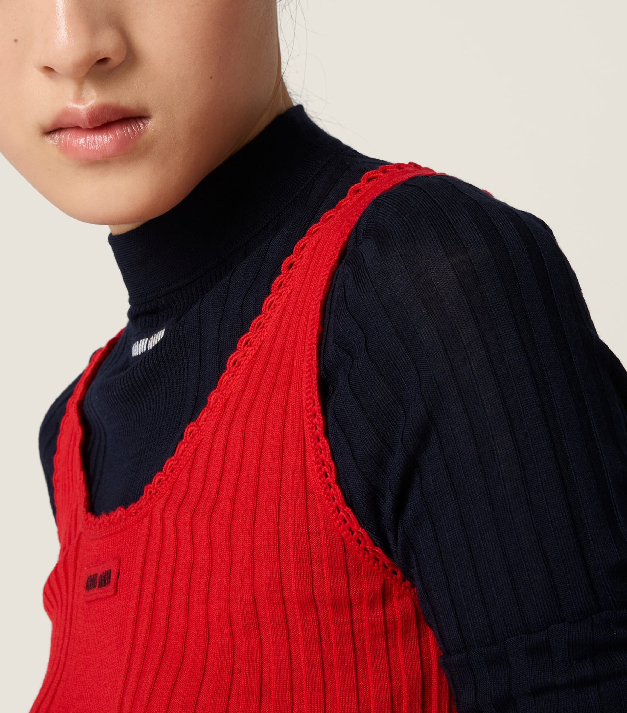 Wool Rib-Knit Tank Top F0011 Image 5