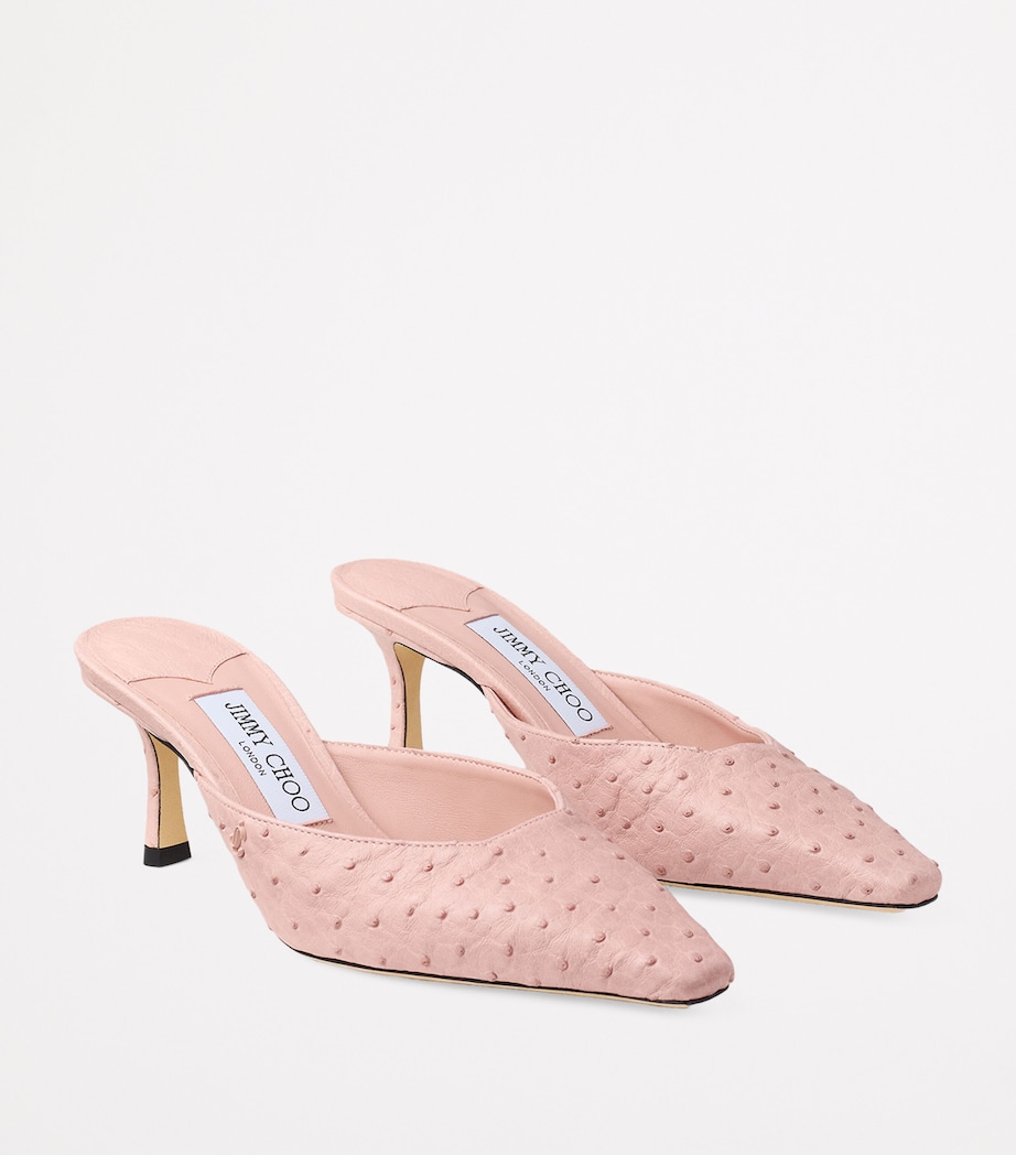 Ostrich Leather Vivi 65 Mules ROSE Image 3