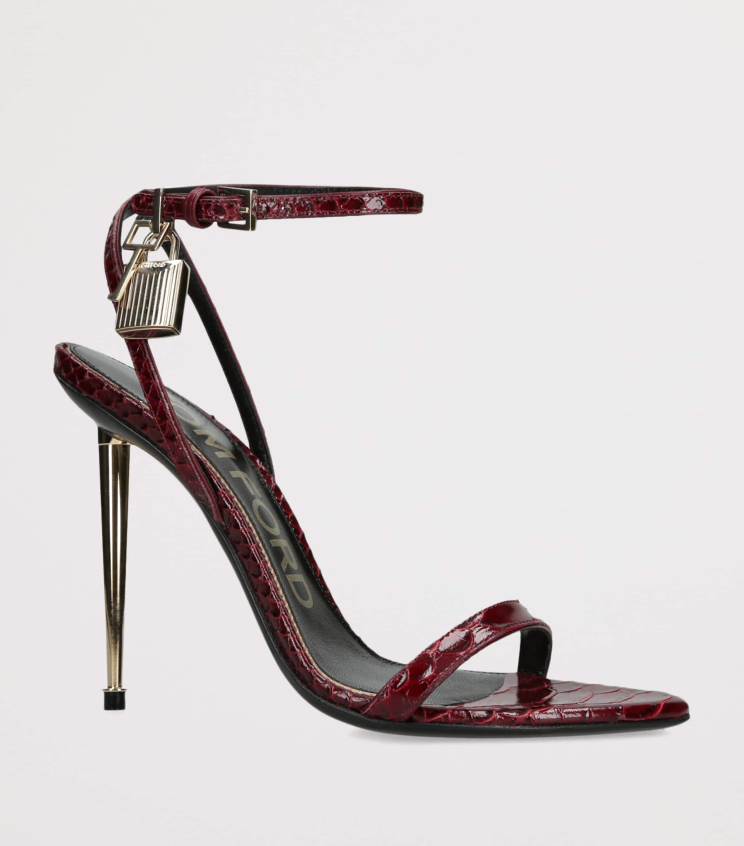 TOM FORD Leather Padlock Sandals 105 Red/dark Image 3