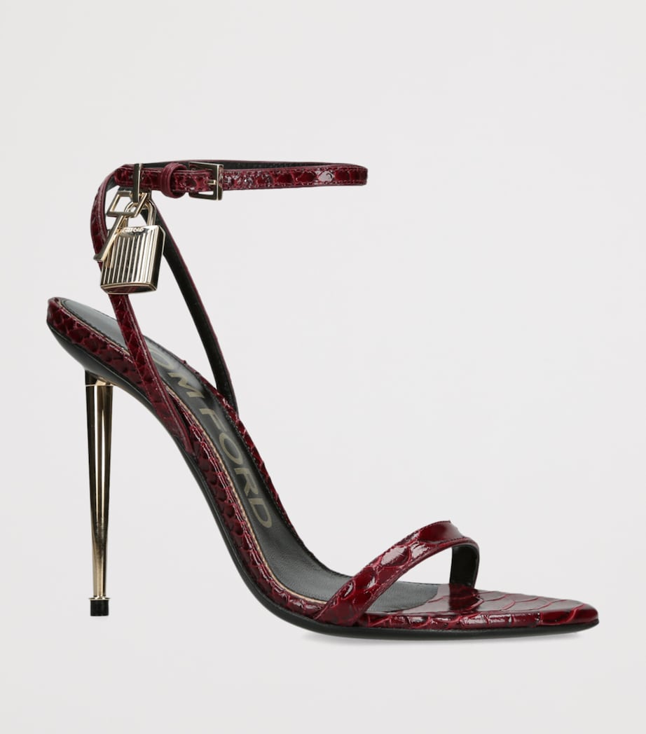 TOM FORD Leather Padlock Sandals 105 Red/dark Image 3