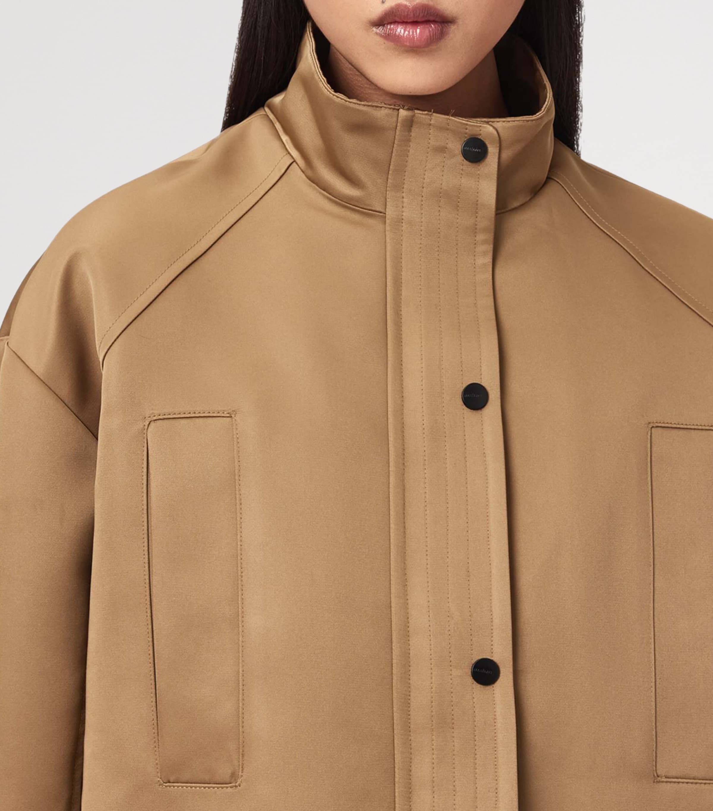 AllSaints Womens Luellah Oversized Jacket Greige Brown Image 5