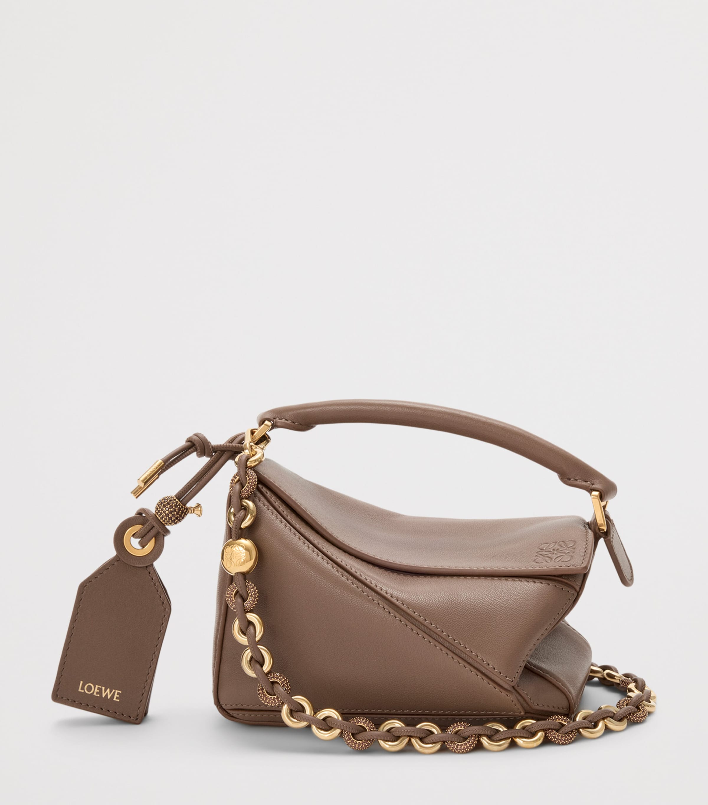 Mini Leather Puzzle Top-Handle Bag TAUPE Image 2