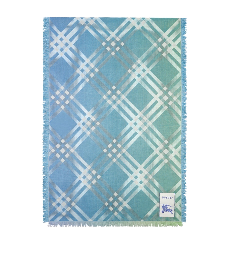 Burberry Wool-Silk Gradient Check Scarf Racquet Green Image 1