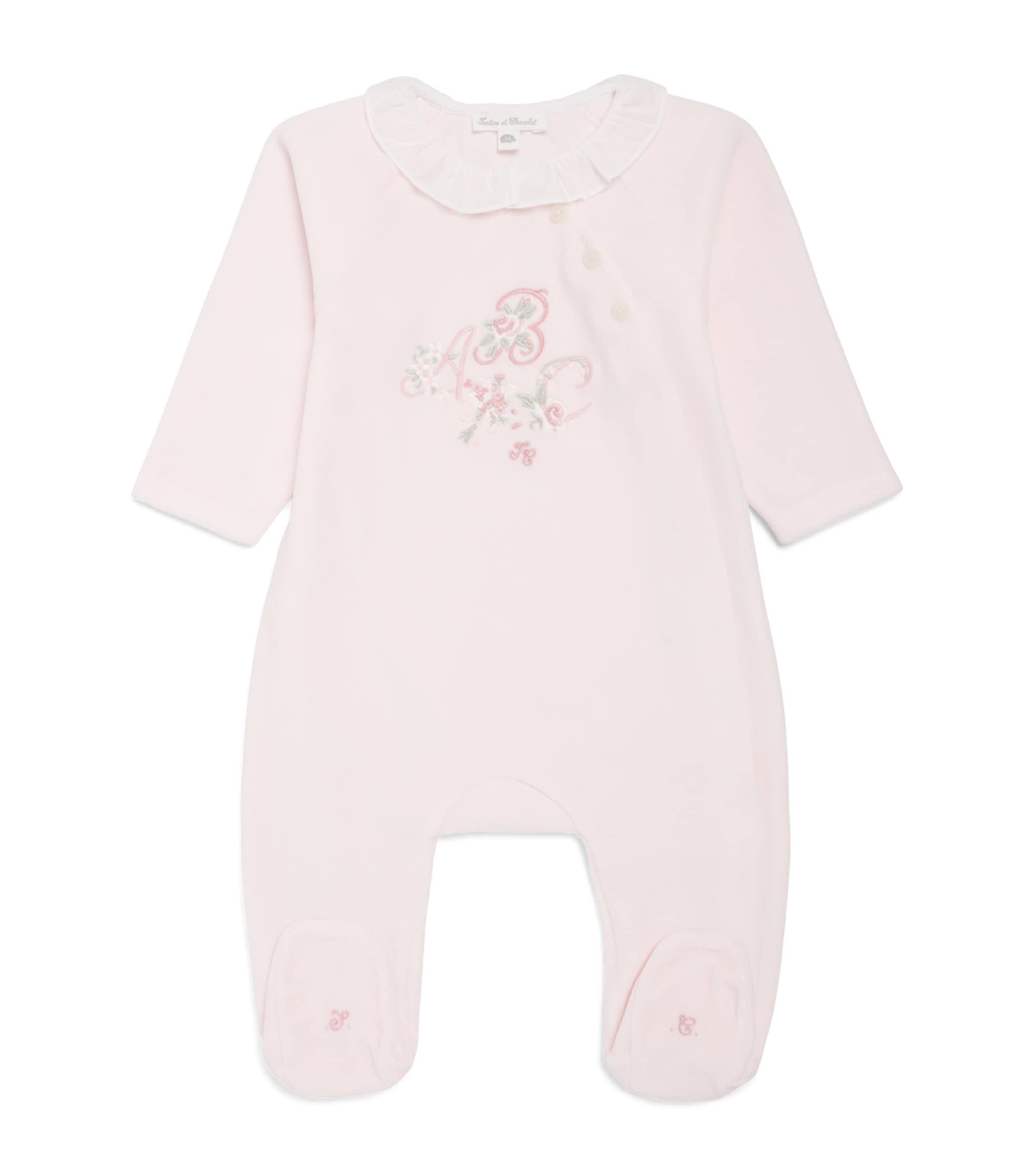 Tartine et Chocolat Cotton-Blend Embroidered All-In-One (0-18 Months) Pâle Image 1