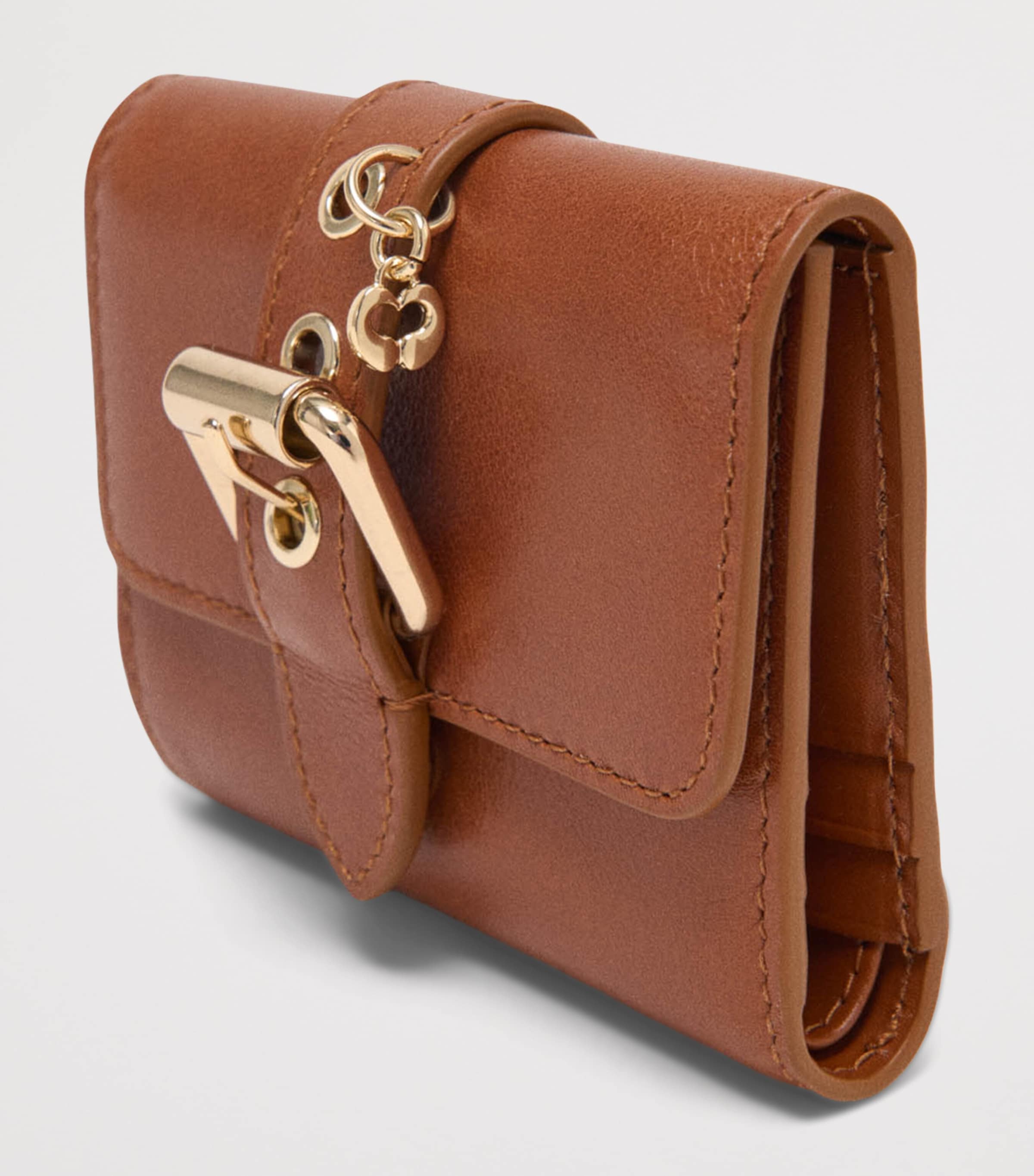 Maje Leather Miss M Wallet Tobacco Image 5