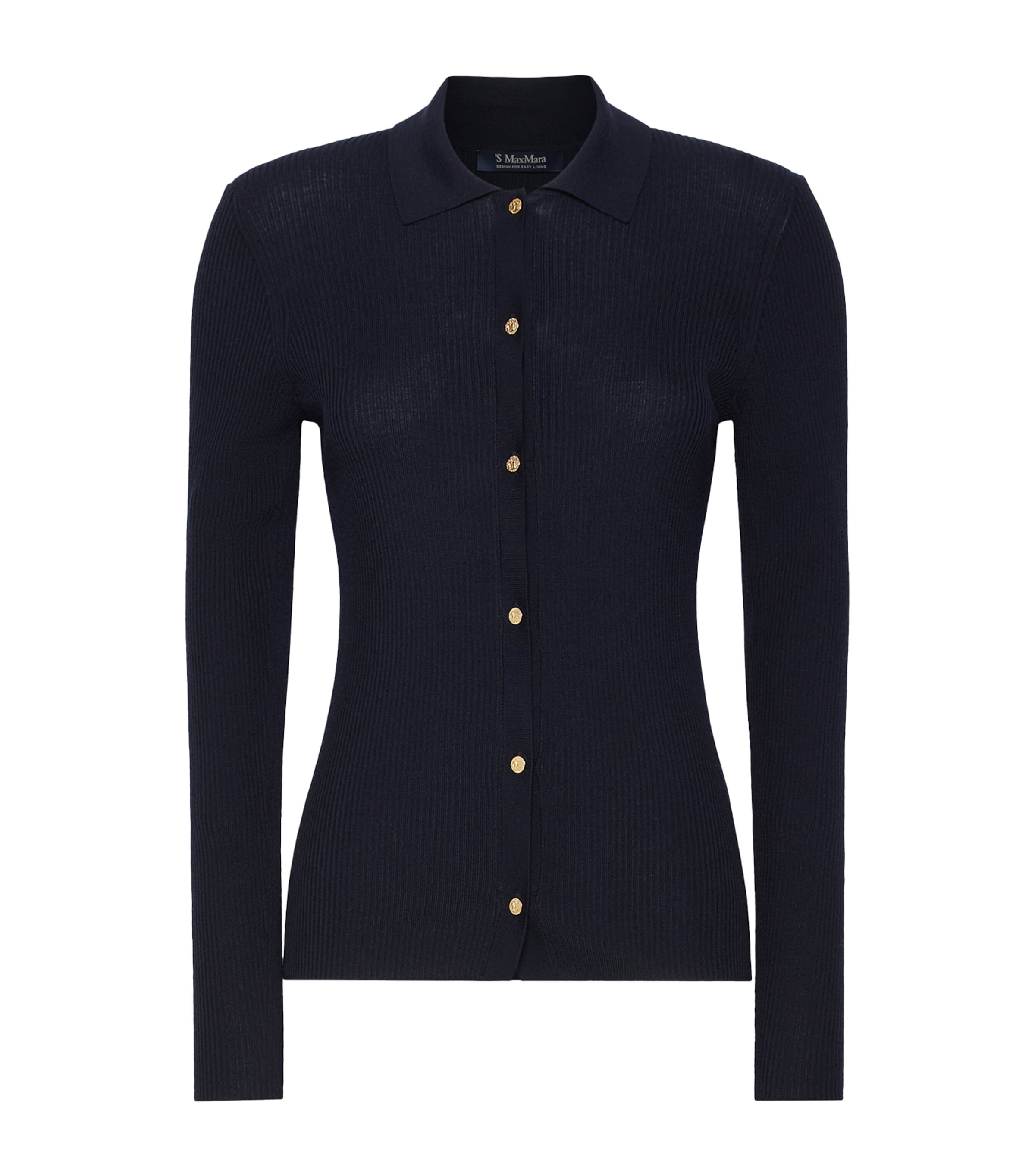 Max Mara Womens Virgin Wool Ribbed Cardigan Ultramarine Image 1