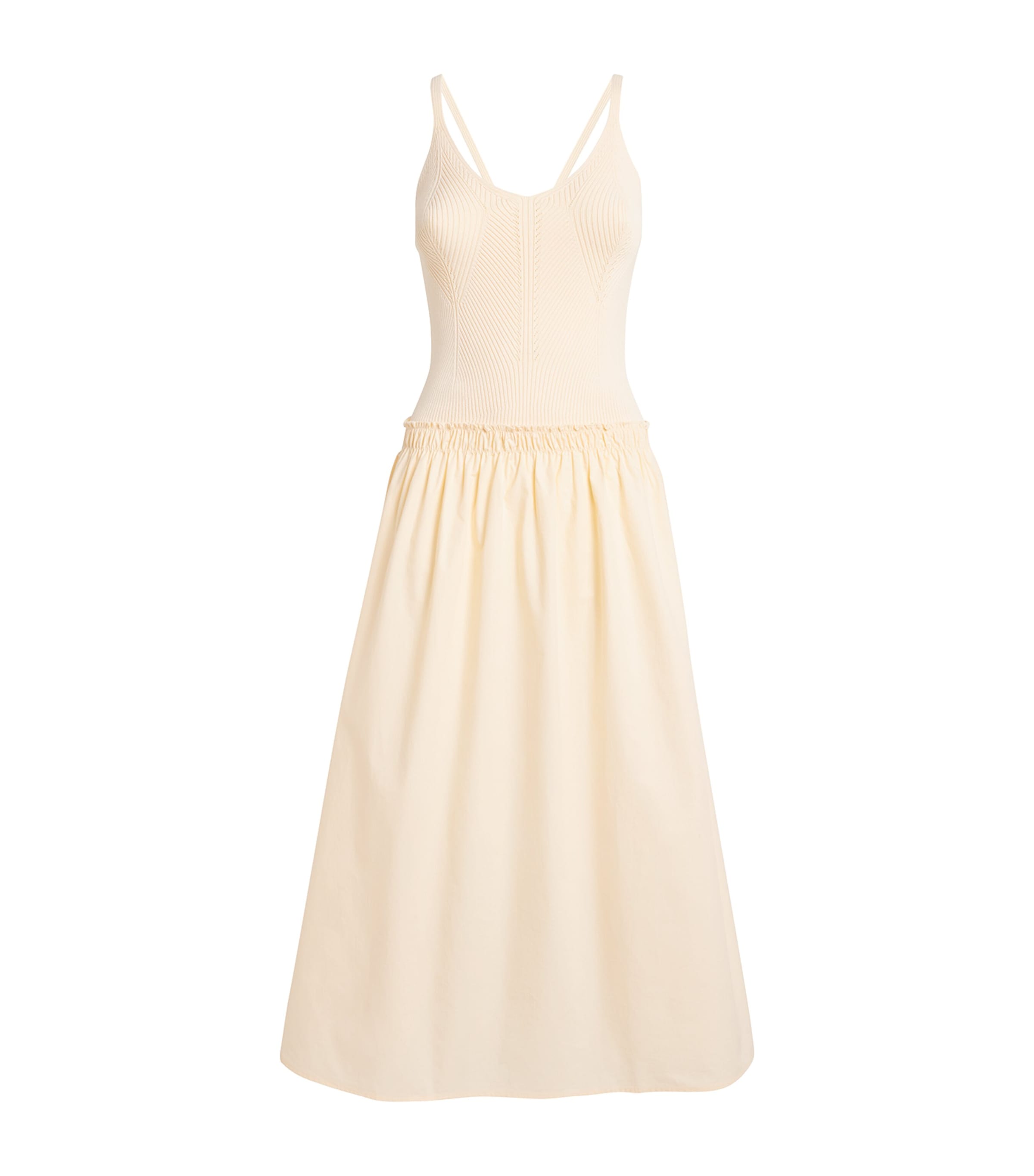 Claudie Pierlot Cotton Knitted Midi Dress In Neutral