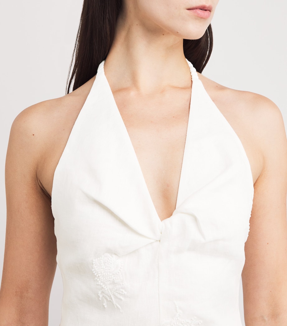 Linen Alessandra Midi Dress IVORY Image 6