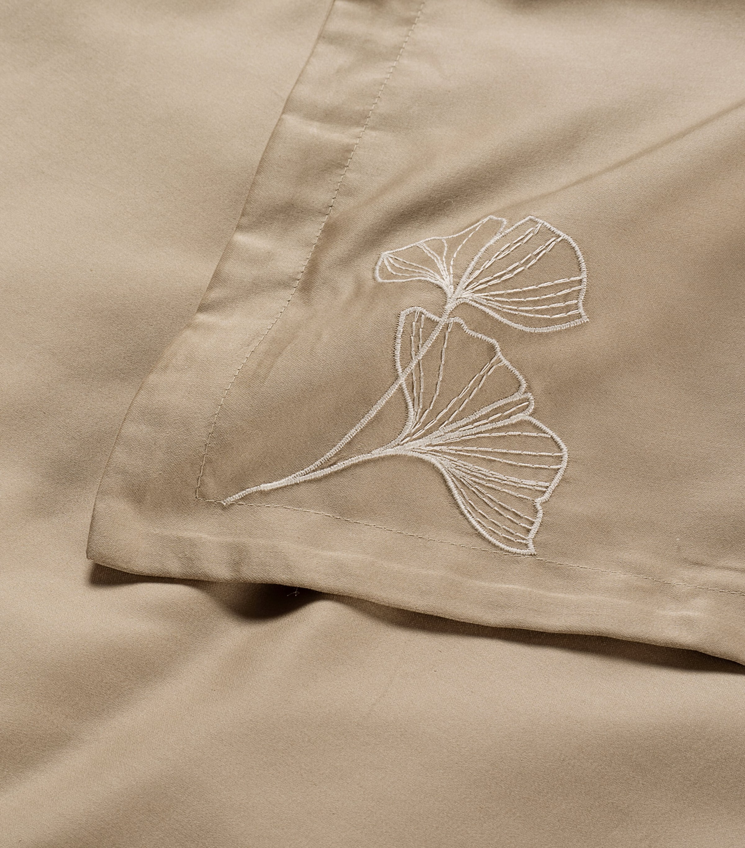 Hamam Organic Cotton Core Blossom Oxford Pillowcase (50cm x 70cm) Flax Image 3