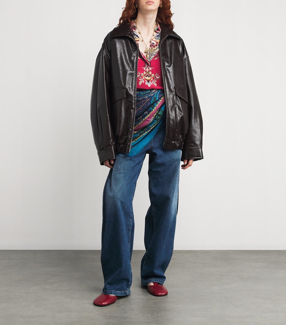 Silk Floral-Collar Shirt X0865 Image 2