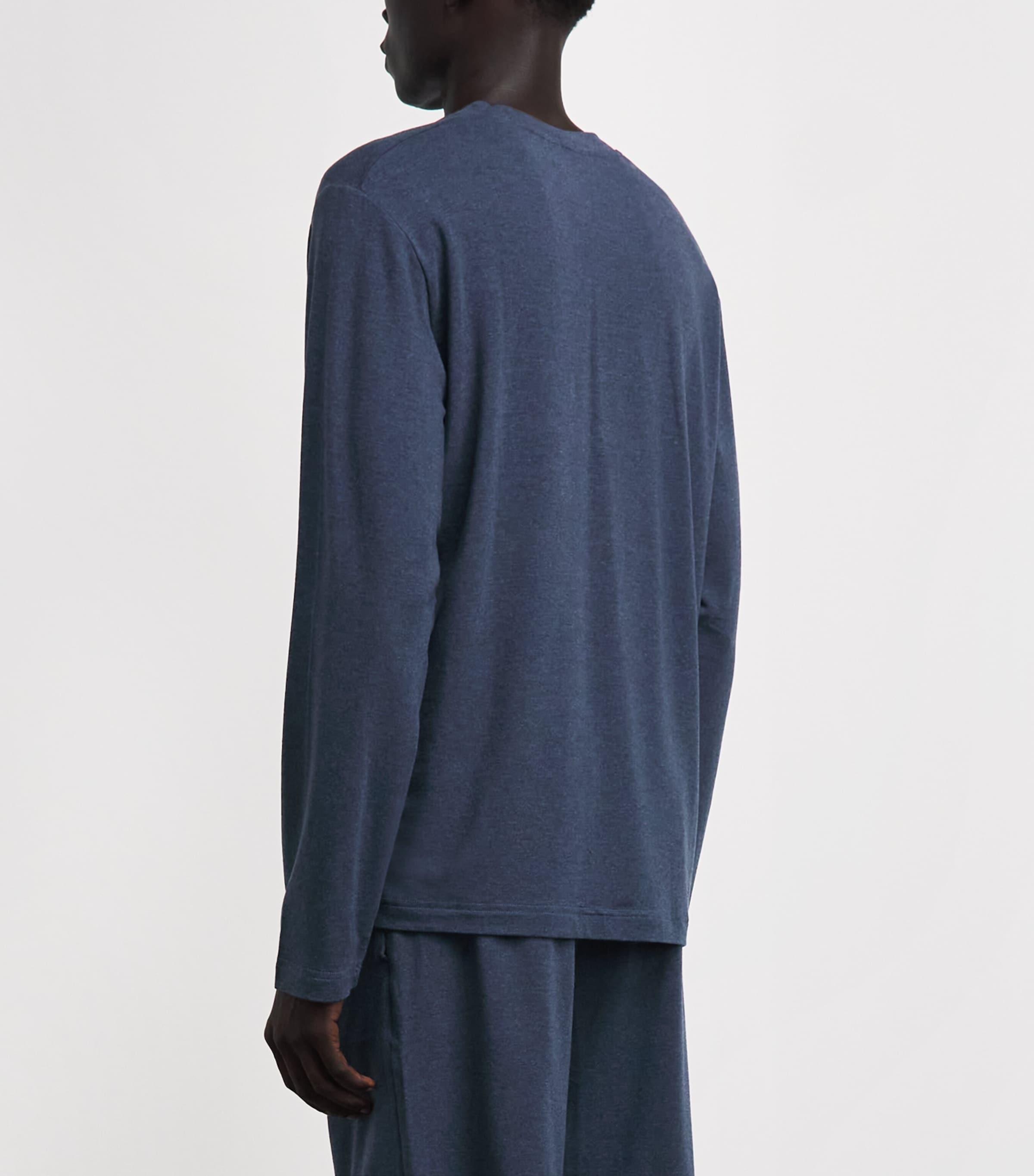 Zimmerli Mens Lyocell-Blend Soft Lounge Long-Sleeve T-Shirt Blue Melange Image 5