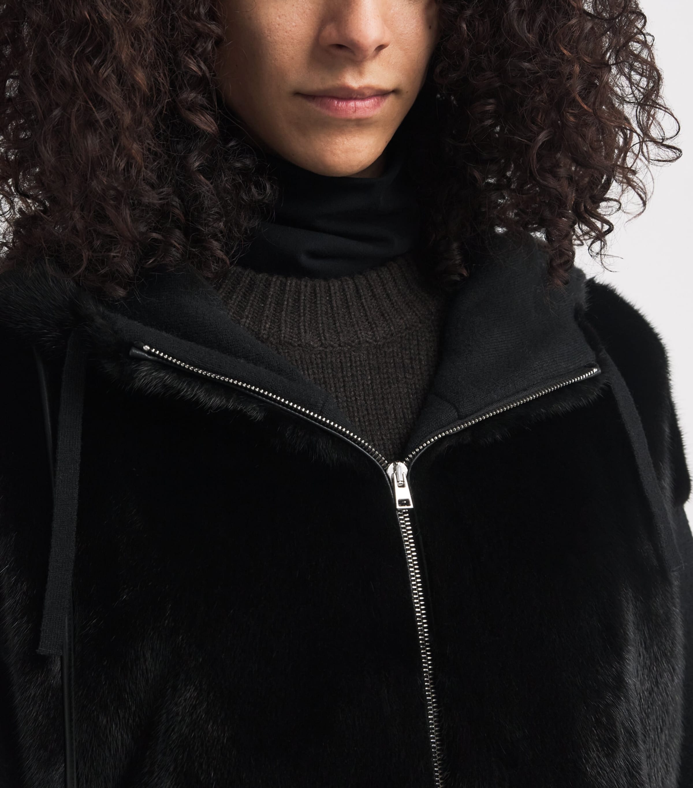 Mink-Wool-Silk Zip-Up Hoodie C99 Image 6