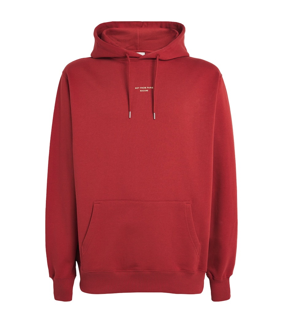 Drôle De Monsieur Mens Cotton Slogan Hoodie Dark Red Image 1