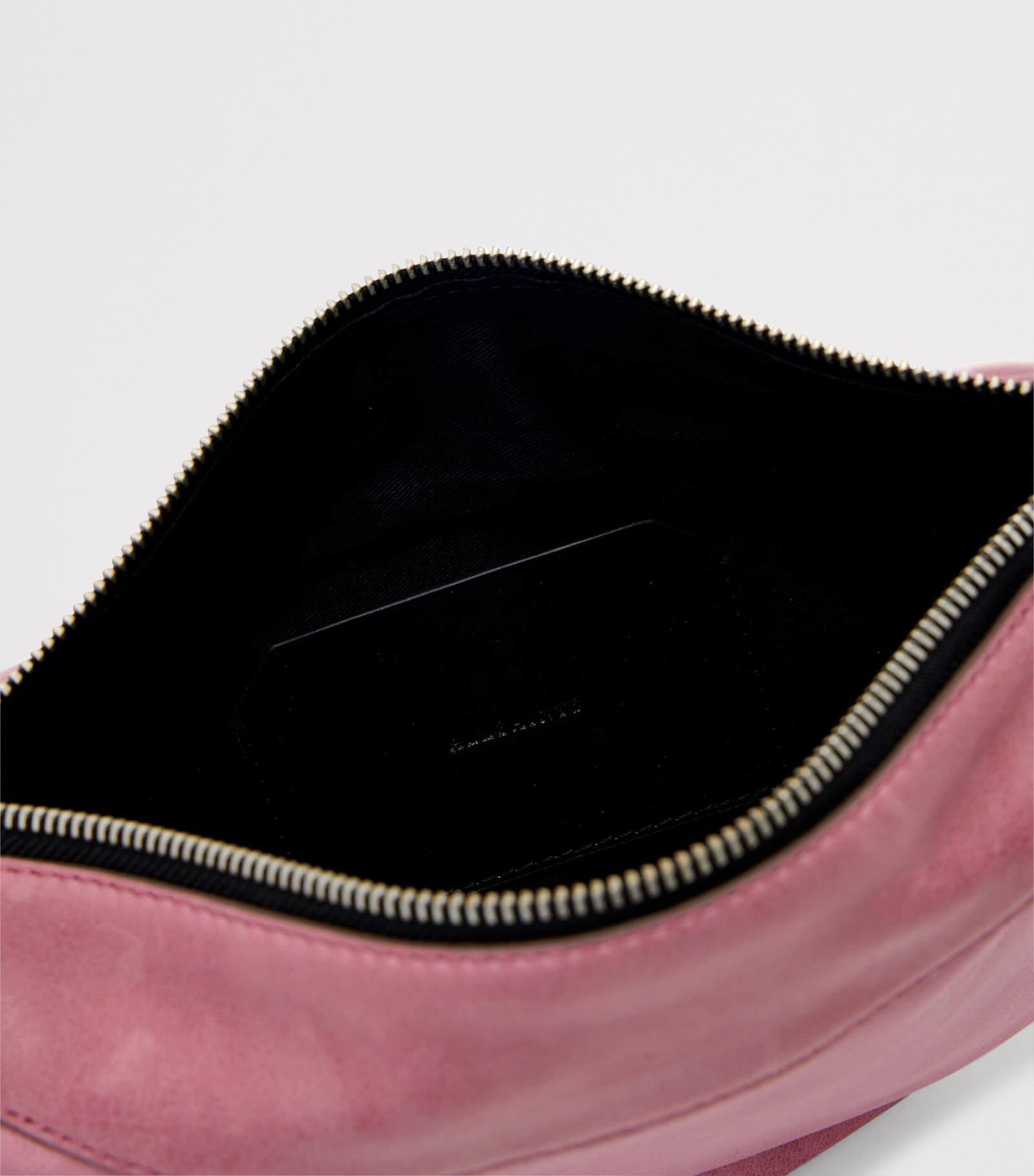 AllSaints Mini Leather Luna Shoulder Bag Raspberry Pink Image 4