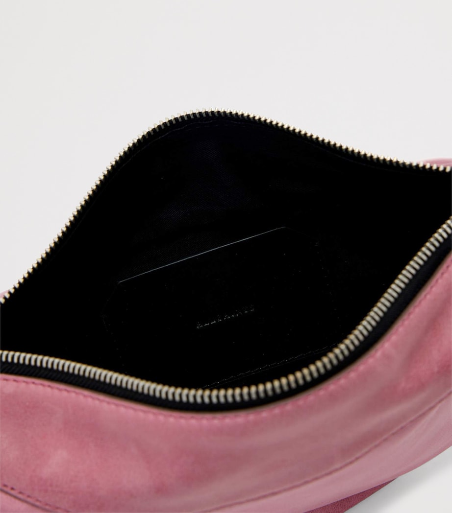 AllSaints Mini Leather Luna Shoulder Bag Raspberry Pink Image 4