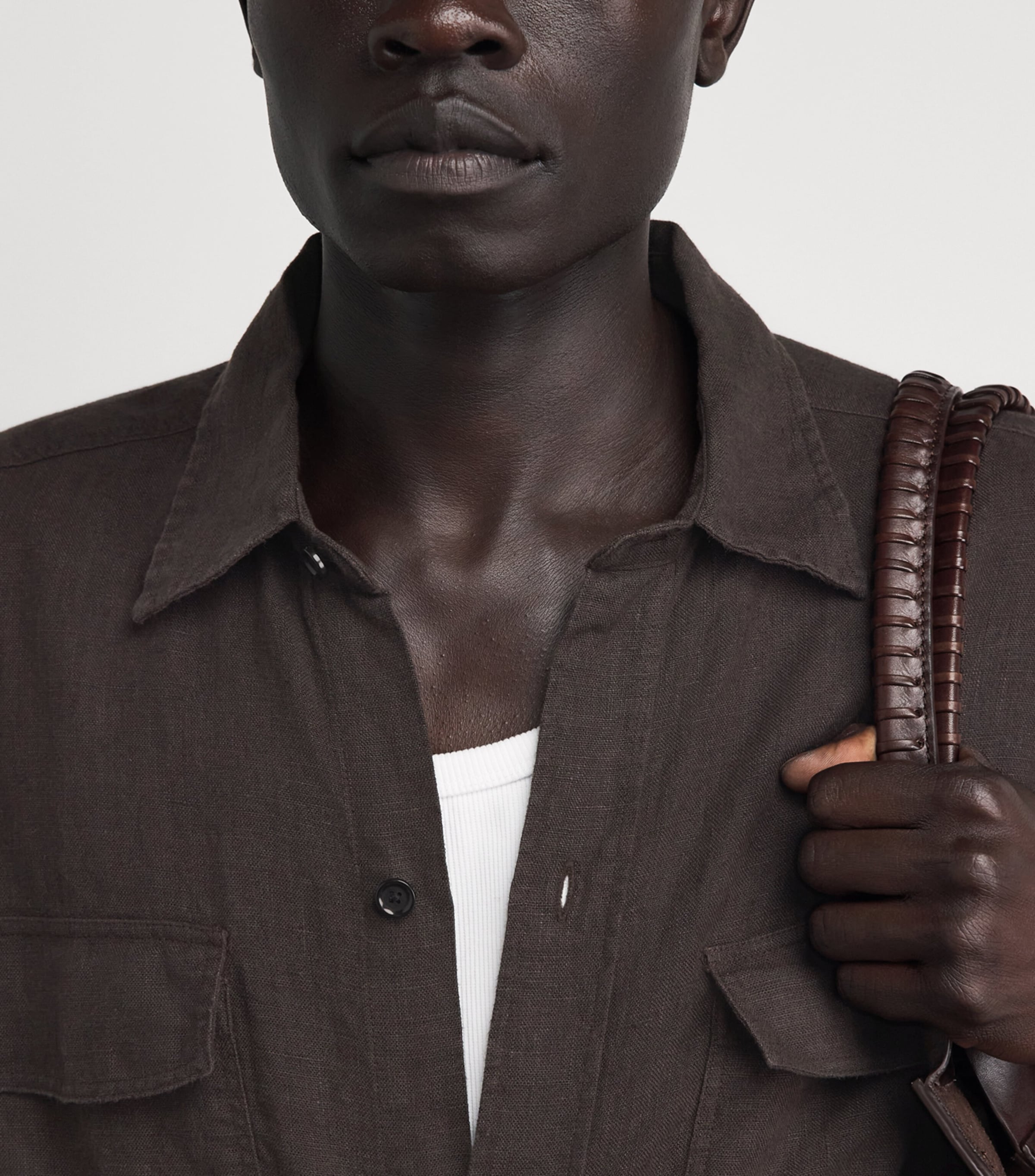 Oliver Spencer Mens Linen Penryn Shirt Brown Image 3