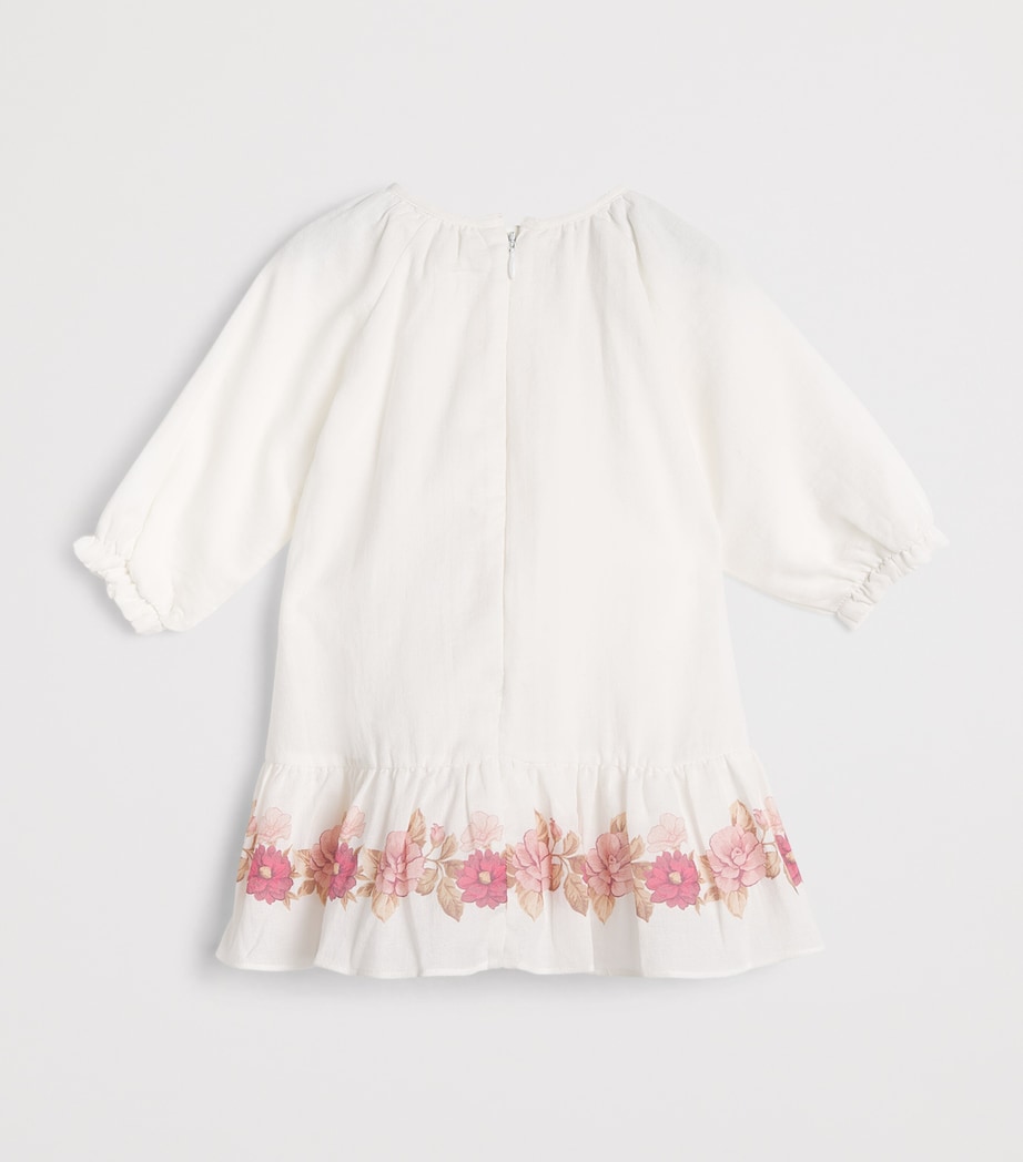 Chloé Kids Cotton Floral Print Dress and Leggings Set (1-18 Months) Offwhite Image 2
