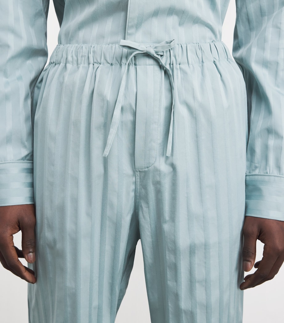 Harrods Mens Cotton Sateen Stripe Pyjama Set Green Image 6