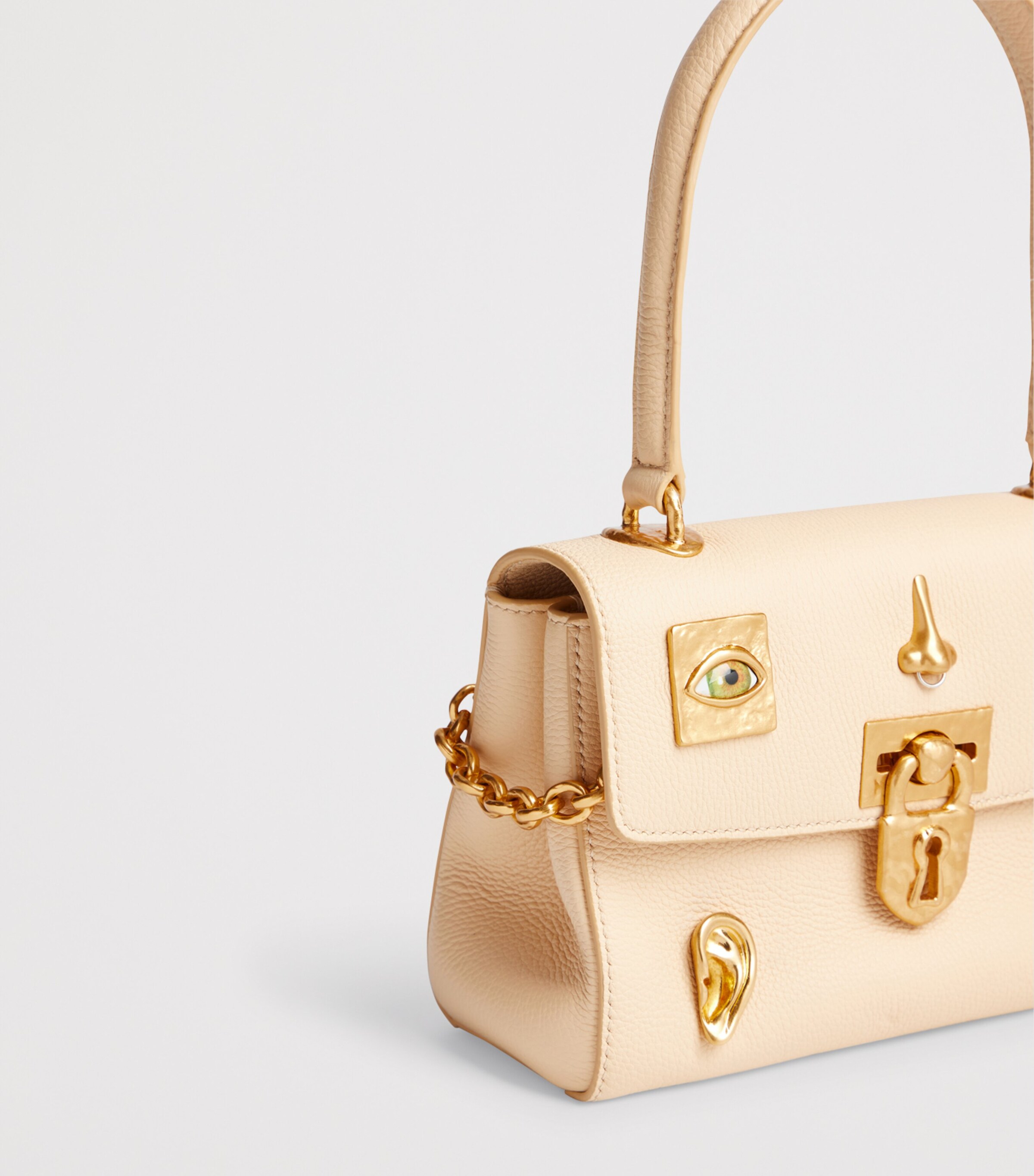 Schiaparelli Mini Leather Secret Bijoux Top-Handle Bag Oat Image 6
