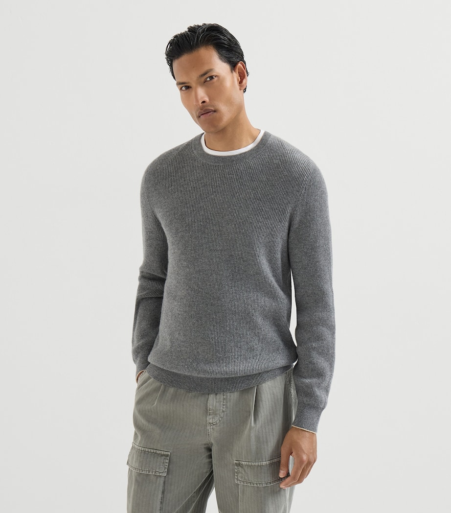 Brunello Cucinelli Mens Cashmere English Rib Sweater Image 3