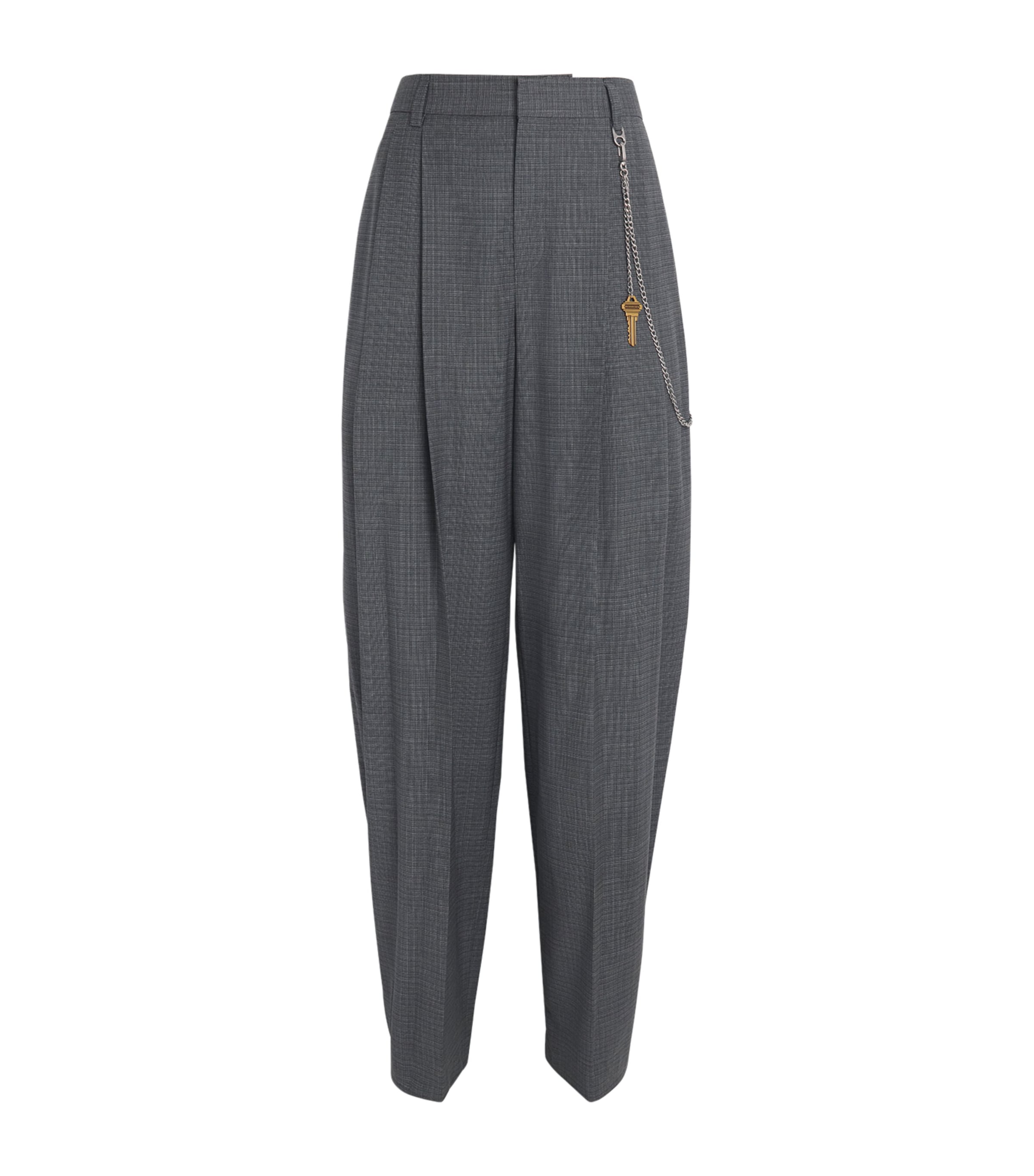 Alexander Wang Wool-blend Chain-detail Trousers In Gray