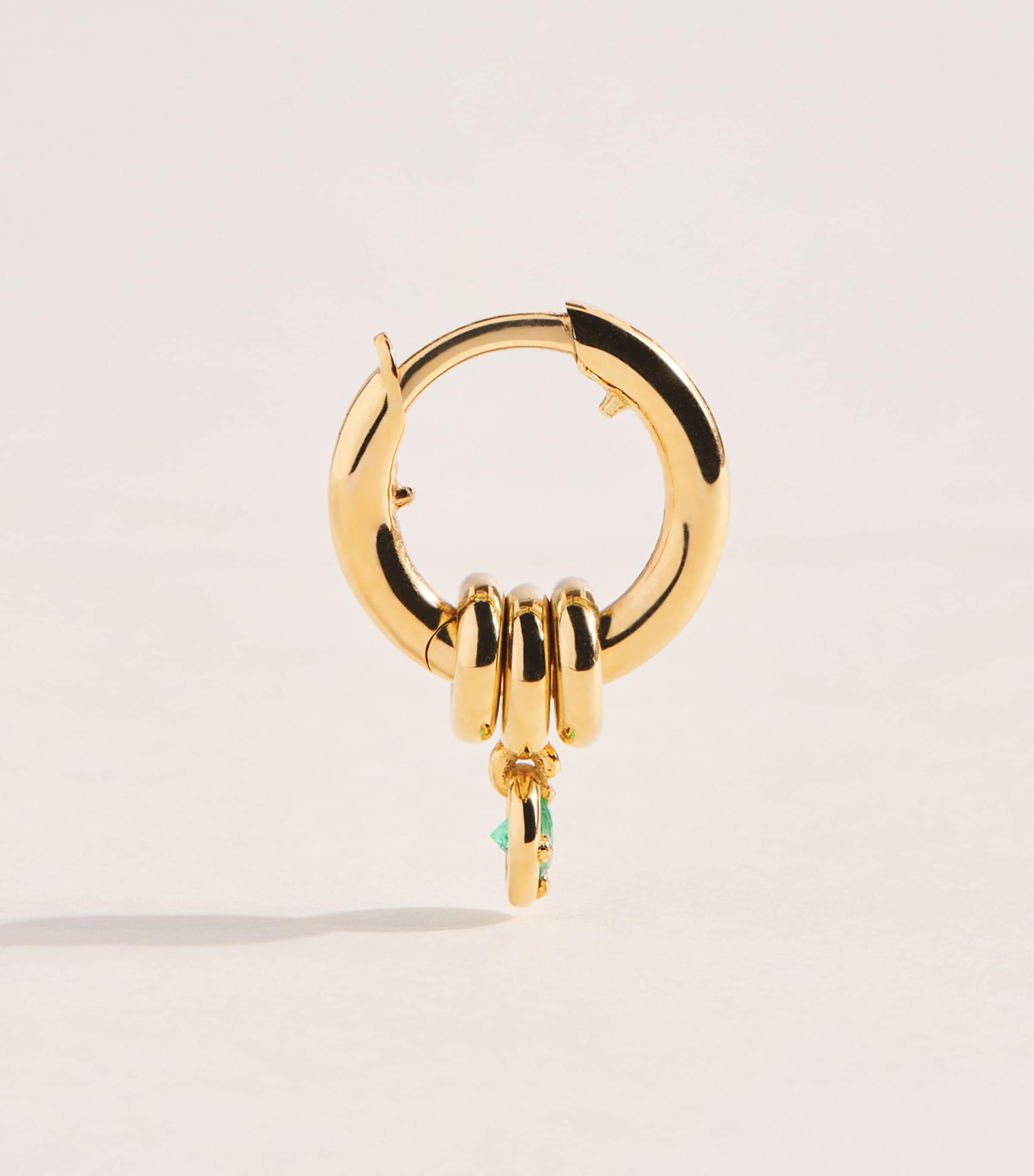 Spinelli Kilcollin Yellow Gold and Emerald Zahra Hoop Earrings Yellow Gold Image 3