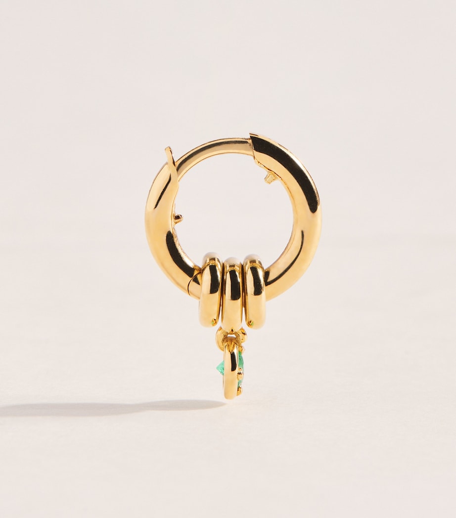 Spinelli Kilcollin Yellow Gold and Emerald Zahra Hoop Earrings Yellow Gold Image 3