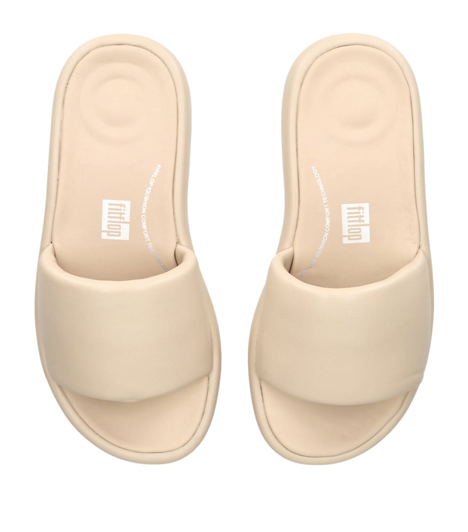 FitFlop Leather iQushion D-Luxe Slides Beige Image 4