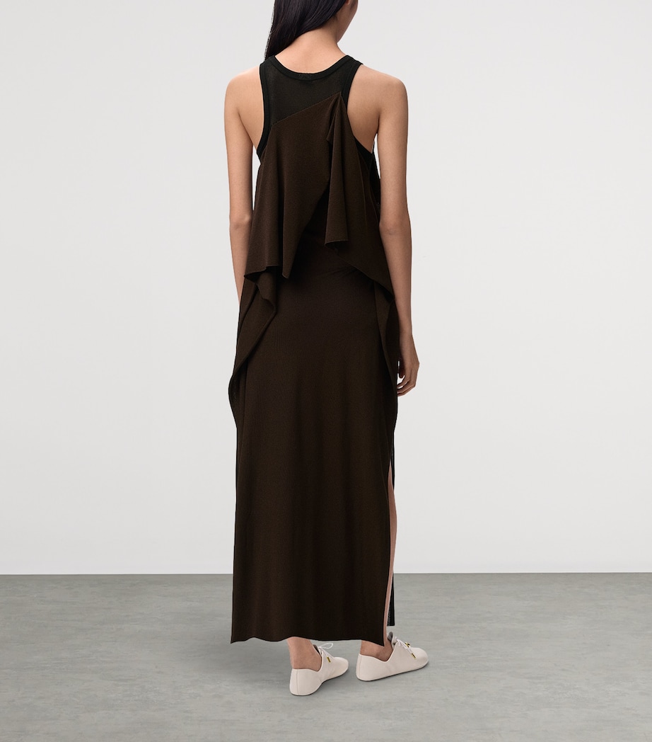 LOEWE Womens Mesh Layered Maxi Dress Black/brown Image 3
