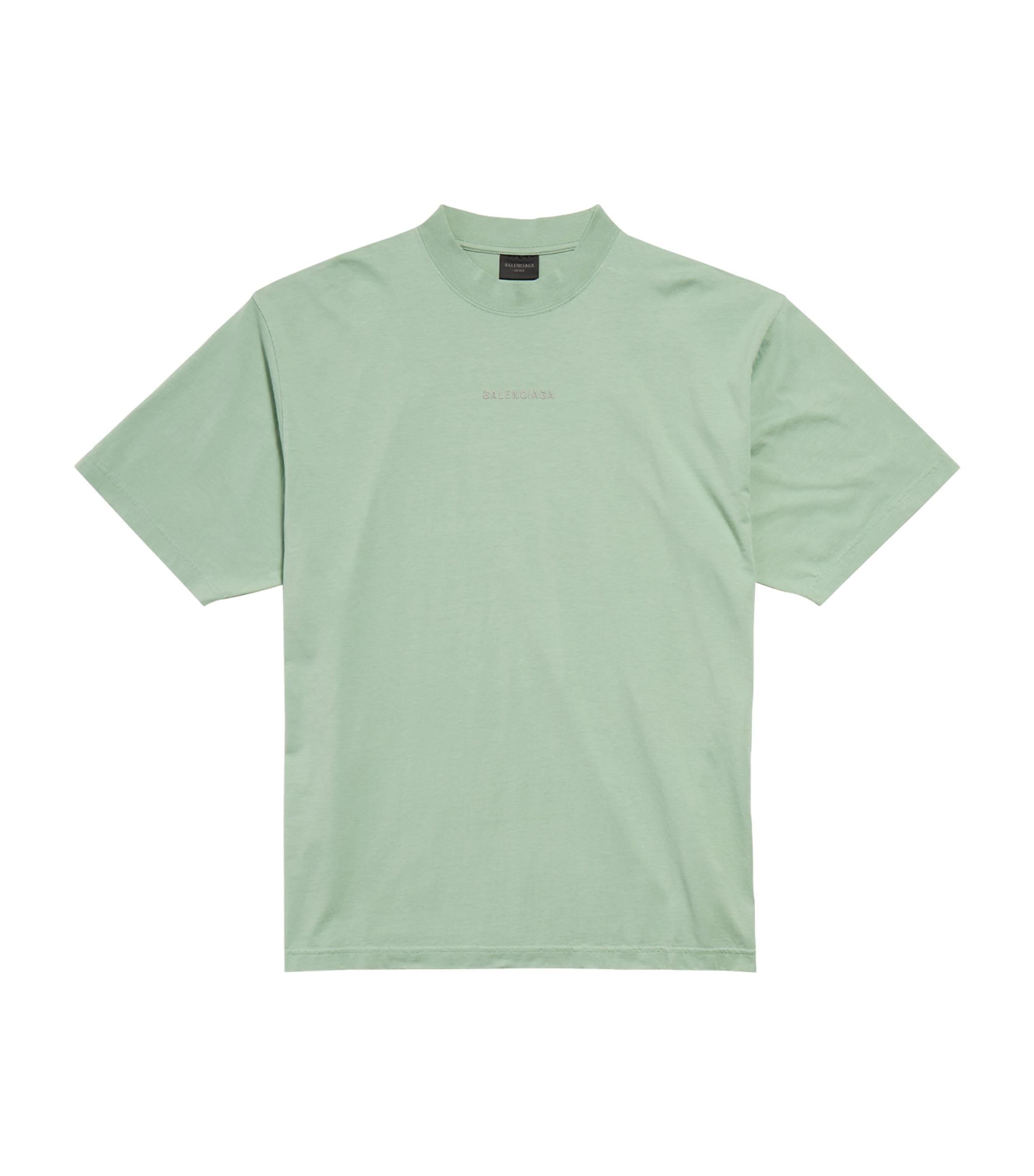 Balenciaga Back Reflective T-shirt Medium Fit In Sage Green In Green