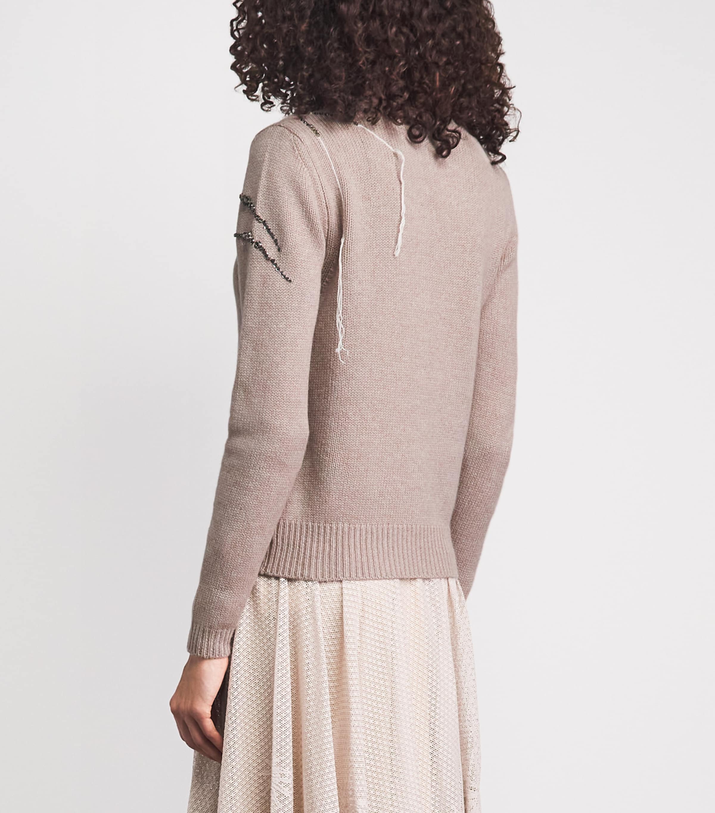 Fabiana Filippi Womens Wool-Silk-Cashmere Embellished Cardigan Moka Meringa Image 5