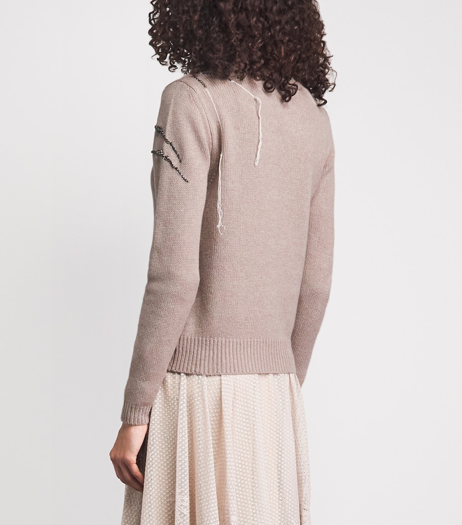 Fabiana Filippi Womens Wool-Silk-Cashmere Embellished Cardigan Moka Meringa Image 5