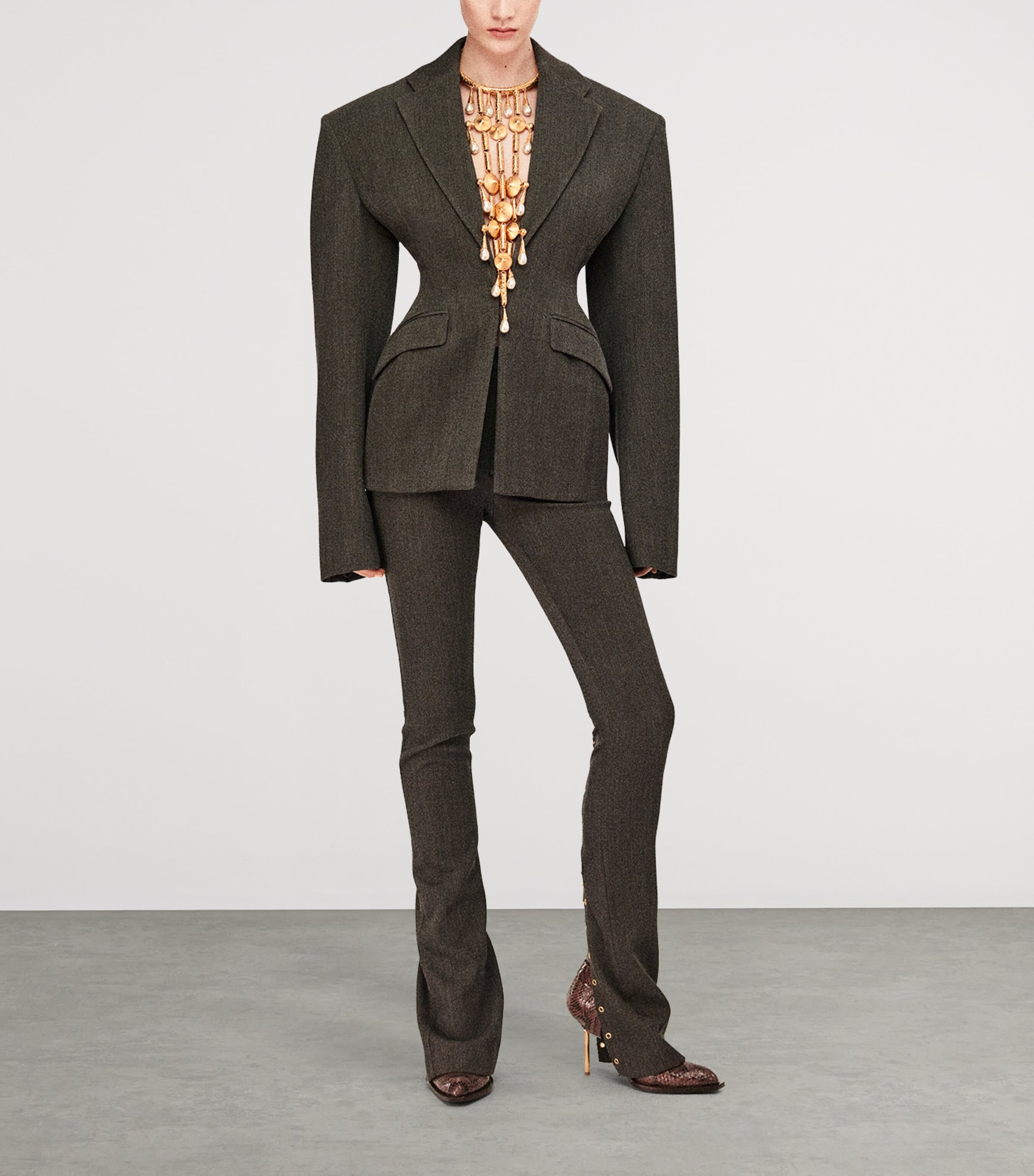 Pearl-Embellished Chandelier-Style Necklace 001 GOLD Image 2